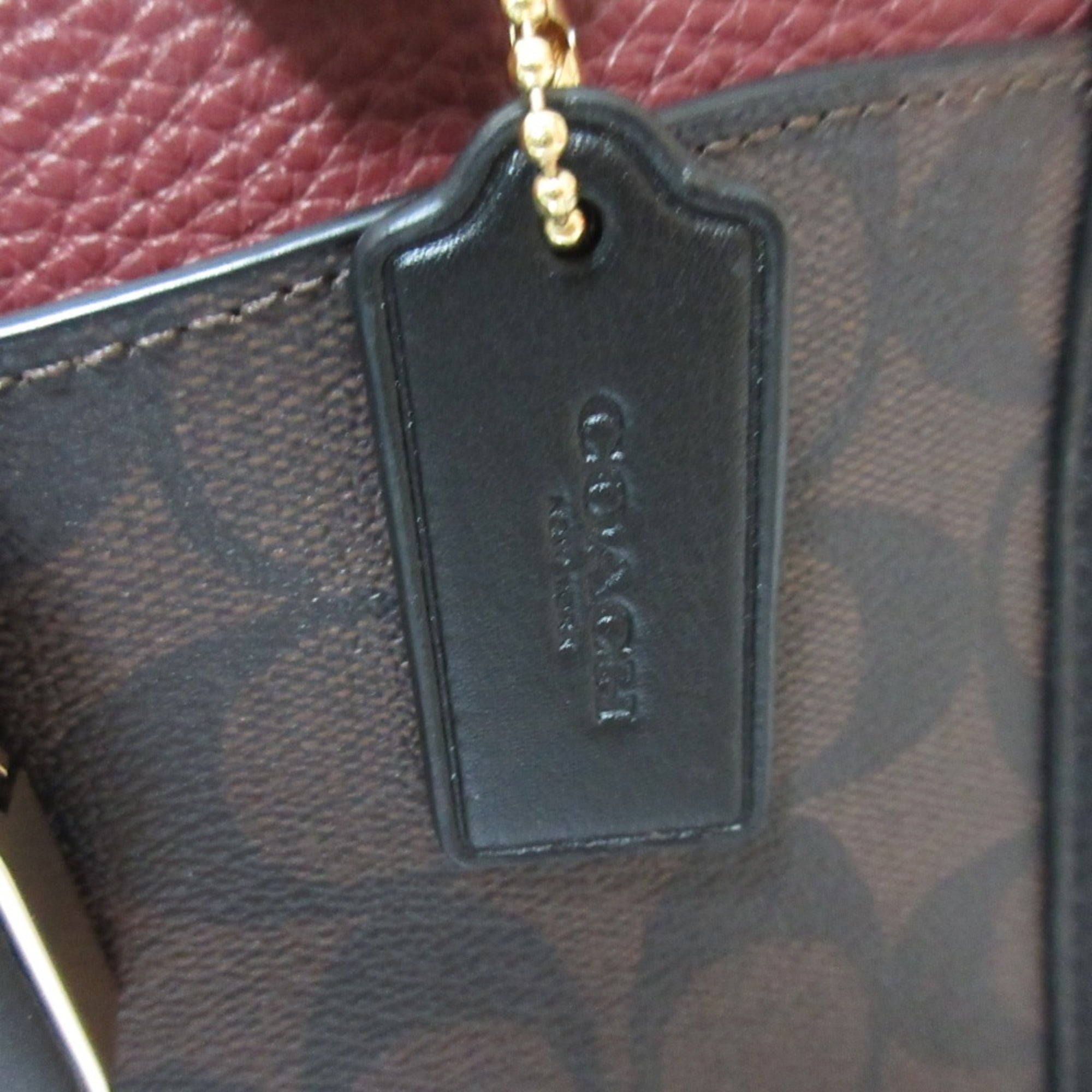 Coach Signature Black Bordeaux Brown Signature Line Handbag Shoulder Bag (Pre-Owned)