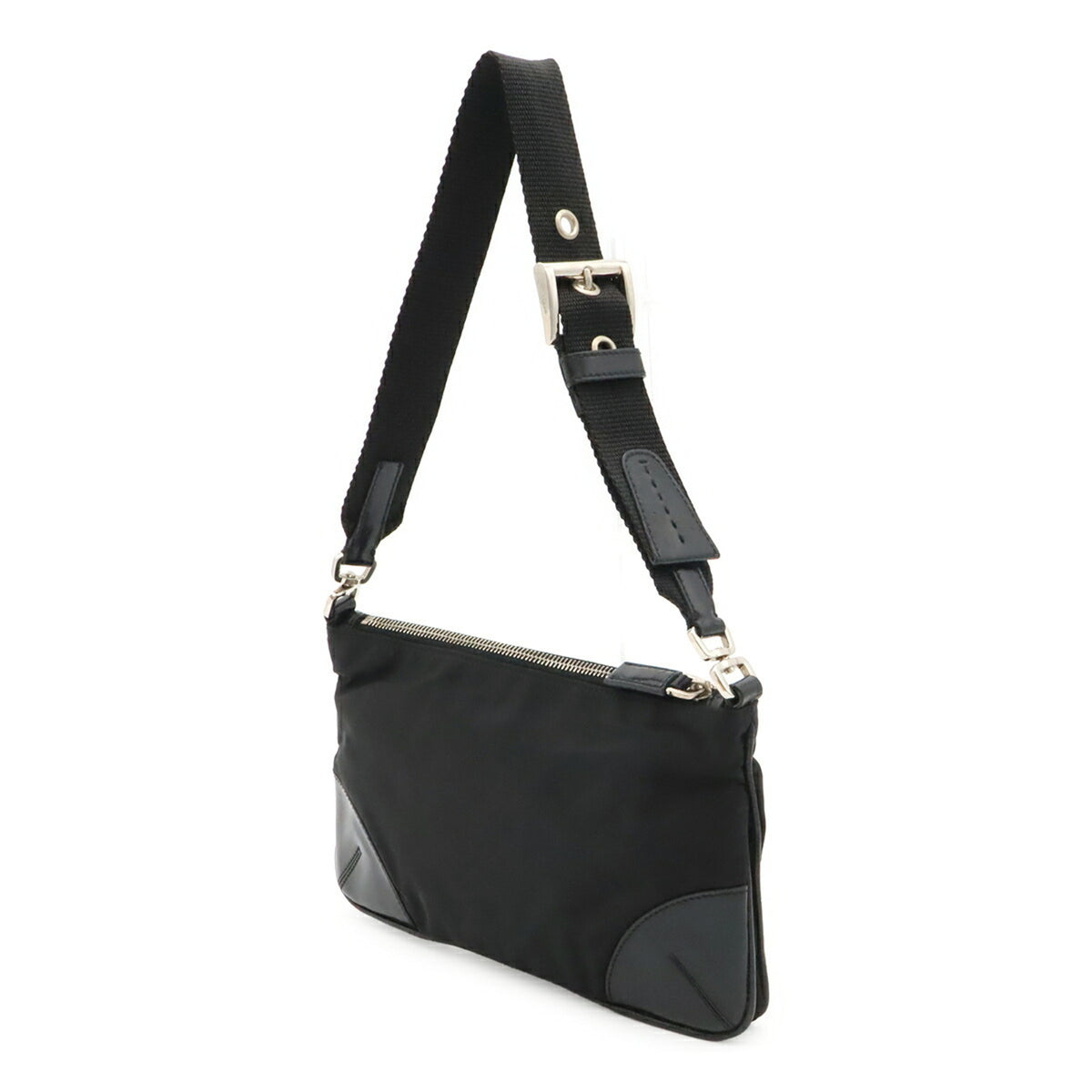 Prada Black Nero Nylon Leather Shoulder Bag (Pre-Owned)
