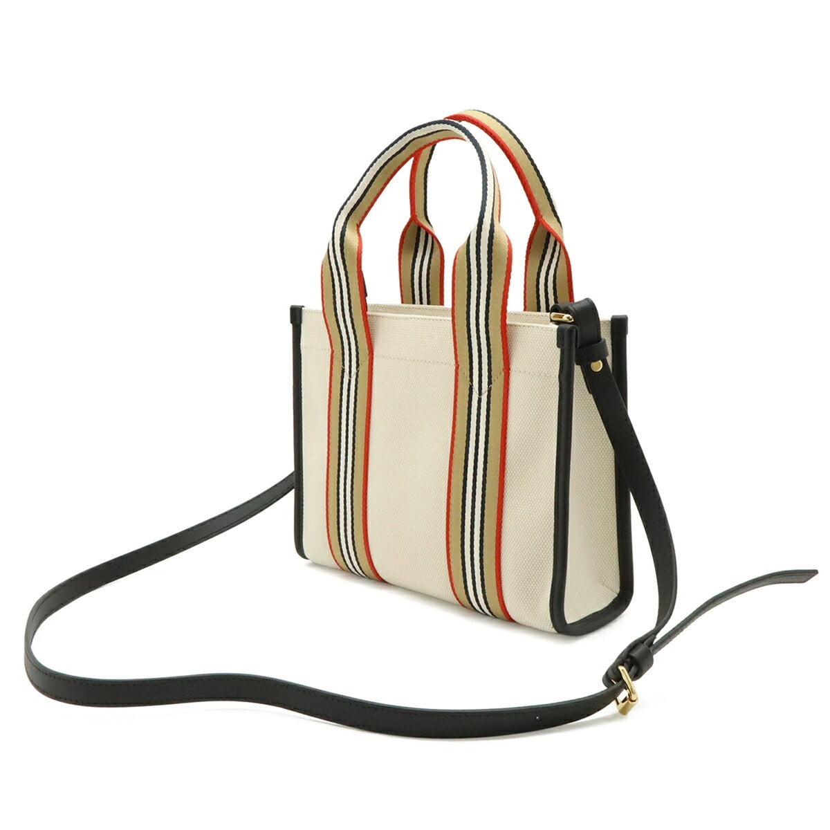 Burberry Beige Multi-Color Canvas Leather Shoulder Bag Tote Bag