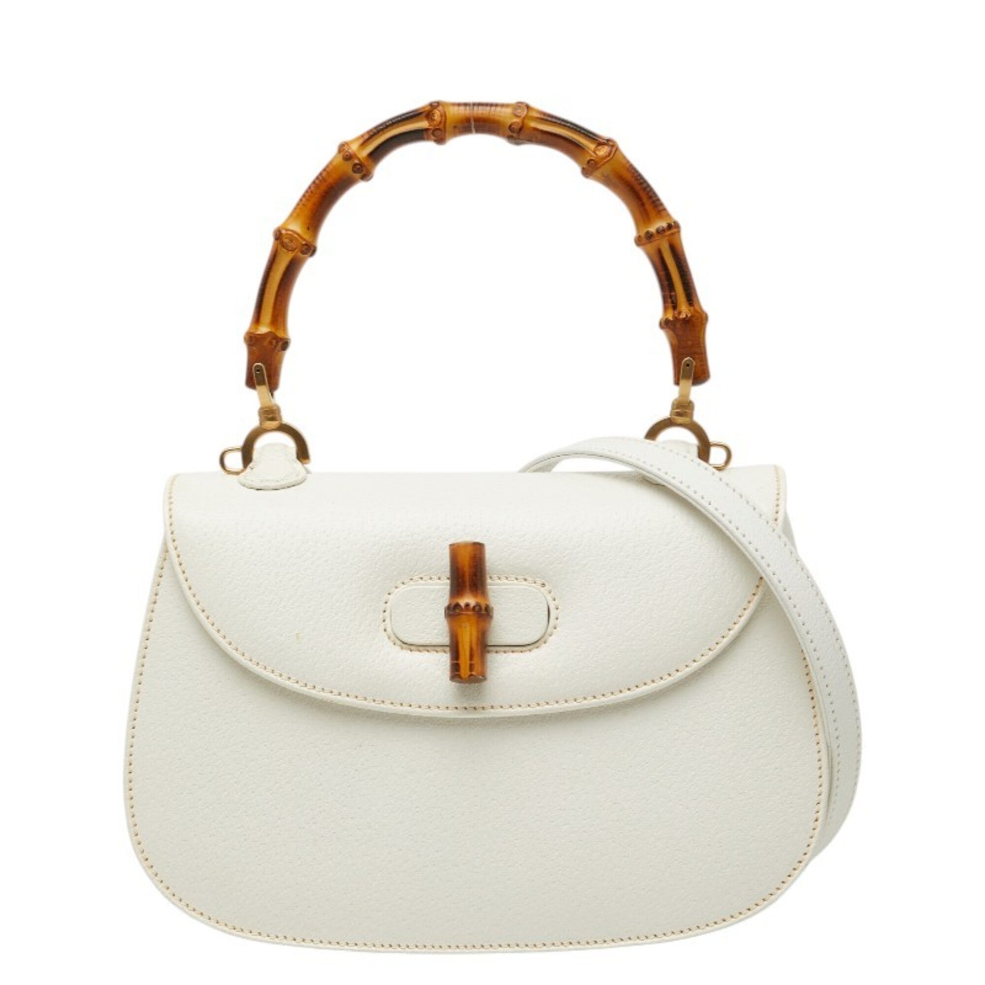 Gucci White Leather Handbag Shoulder Bag (Pre-Owned)