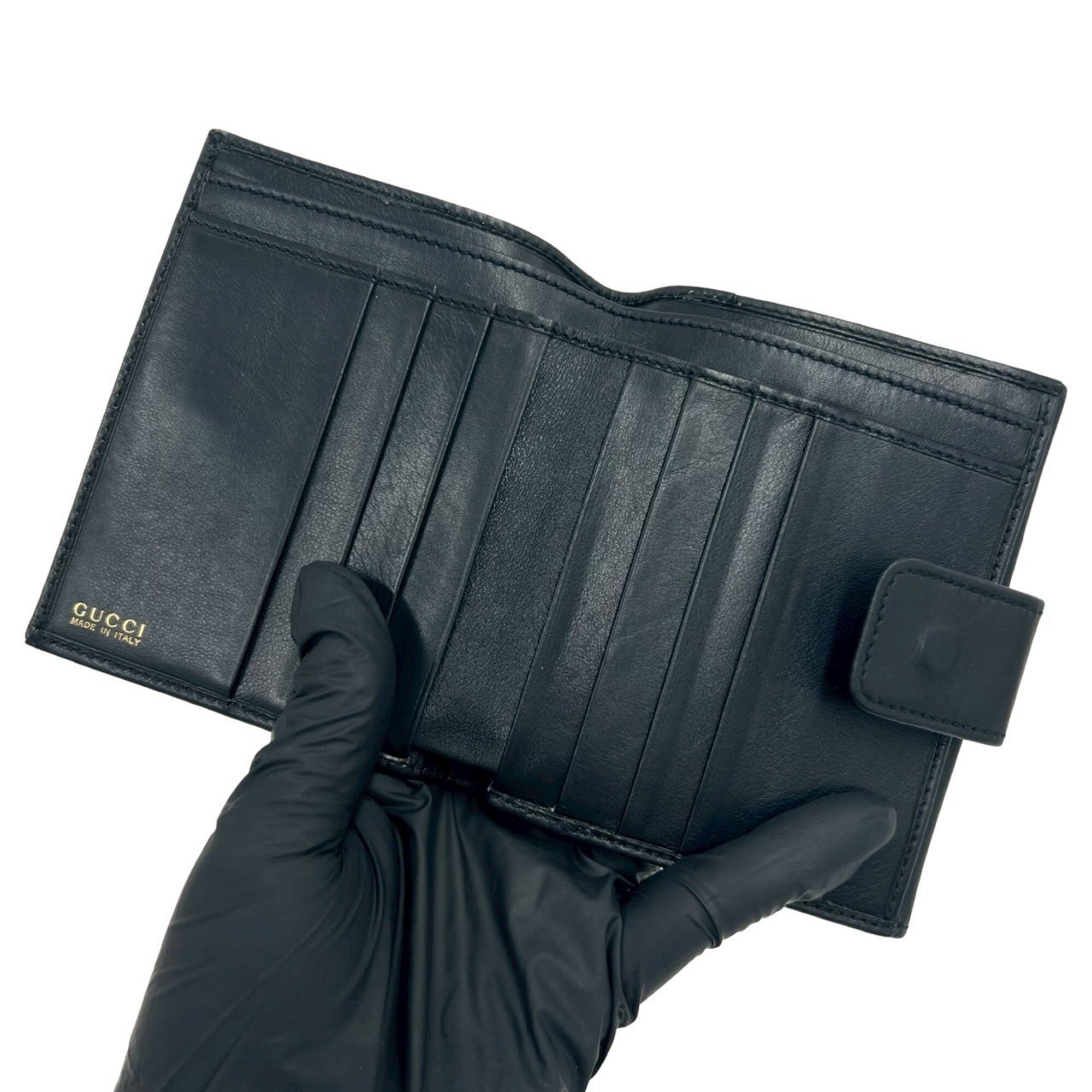 Gucci Navy Leather Bamboo Wallet (Bi-Fold) (Pre-Owned)