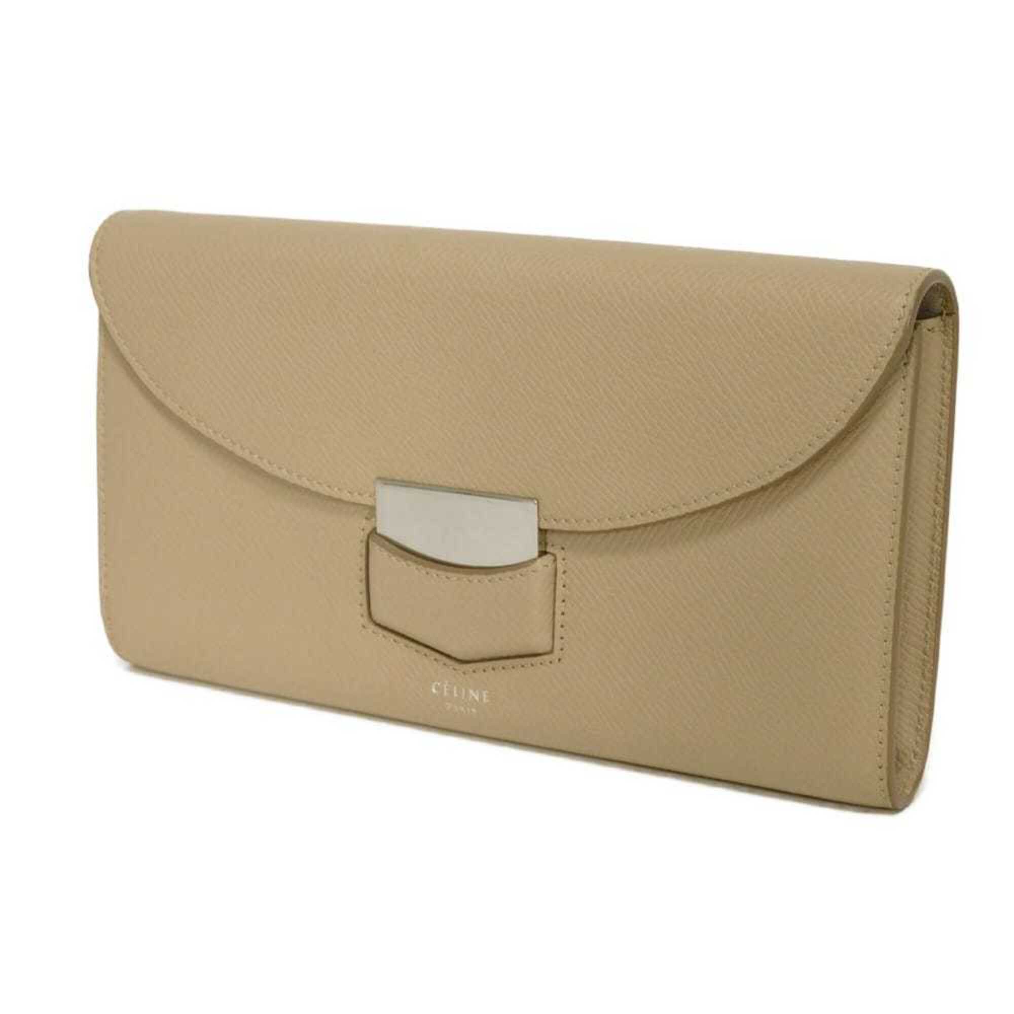 Celine Beige Leather Long Wallet (Bi-Fold) (Pre-Owned)