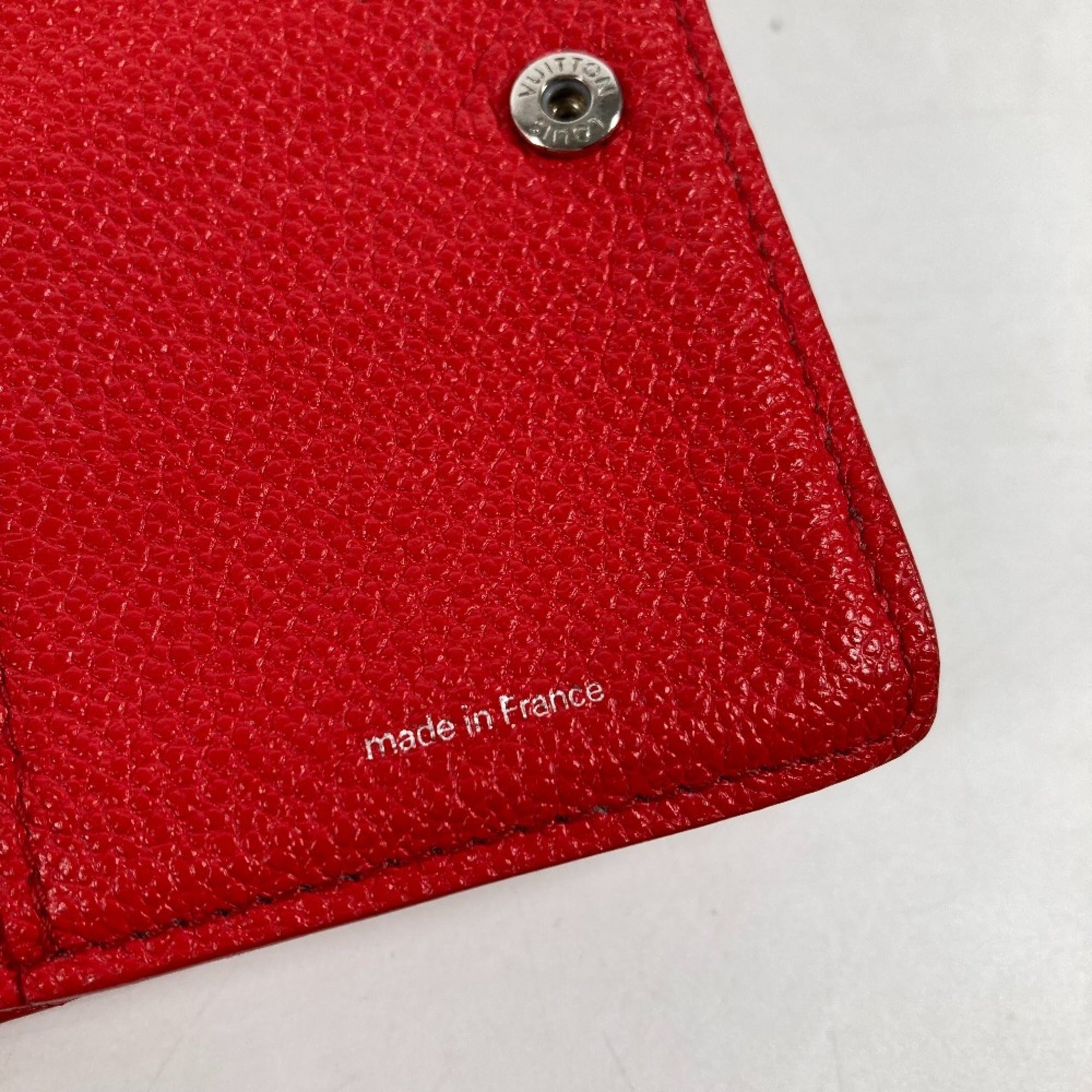 Louis Vuitton Red Color White Leather Wallet (Bi-Fold) (Pre-Owned)