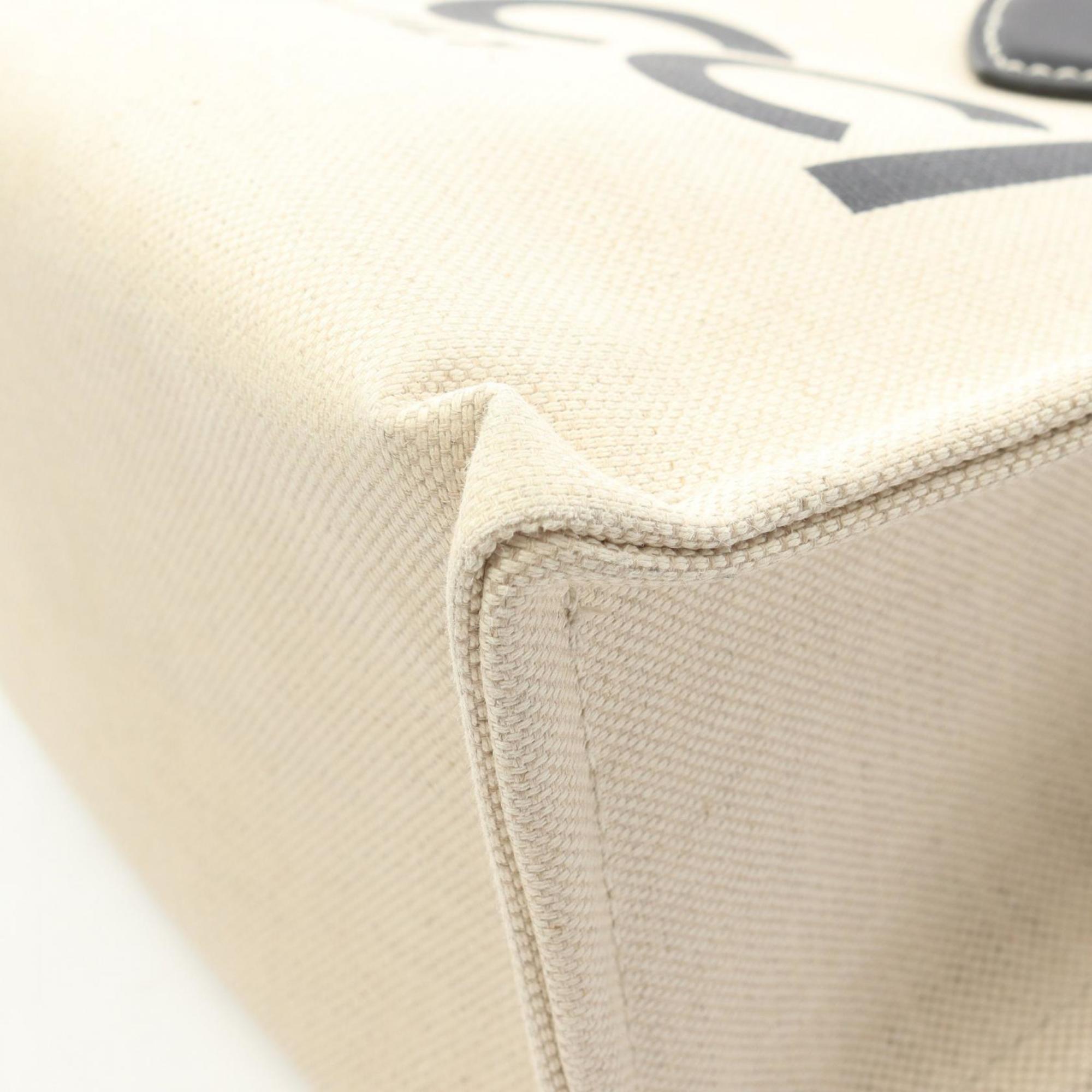 Gucci Ivory Navy Canvas Leather Pouch Tote Bag (Pre-Owned)