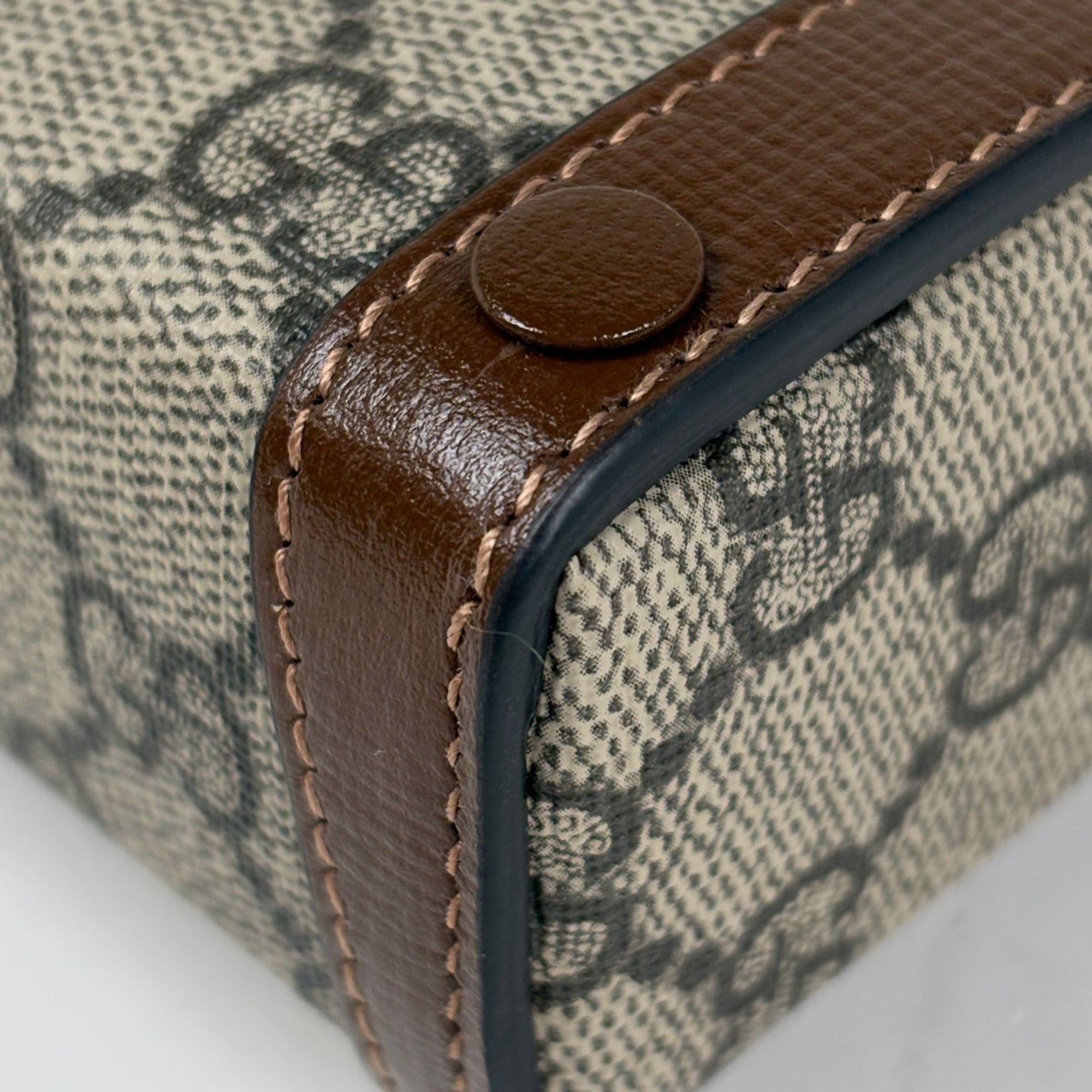 Gucci Brown Coated Canvas Leather Shoulder Bag (Pre-Owned)