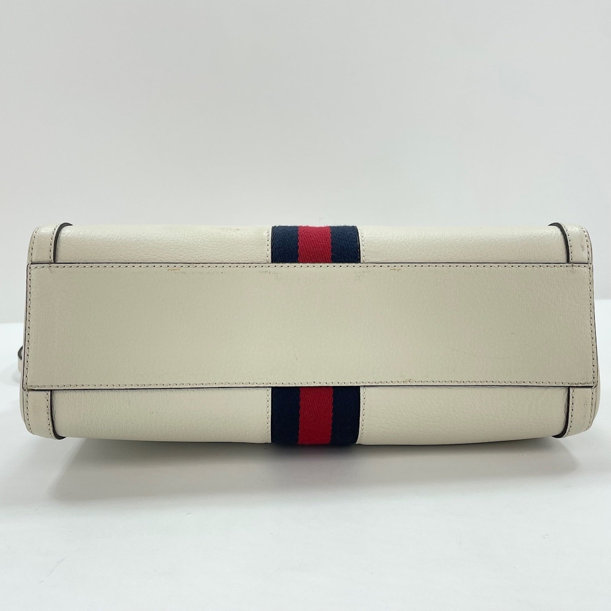Gucci White Leather Boston Bag Handbag (Pre-Owned)