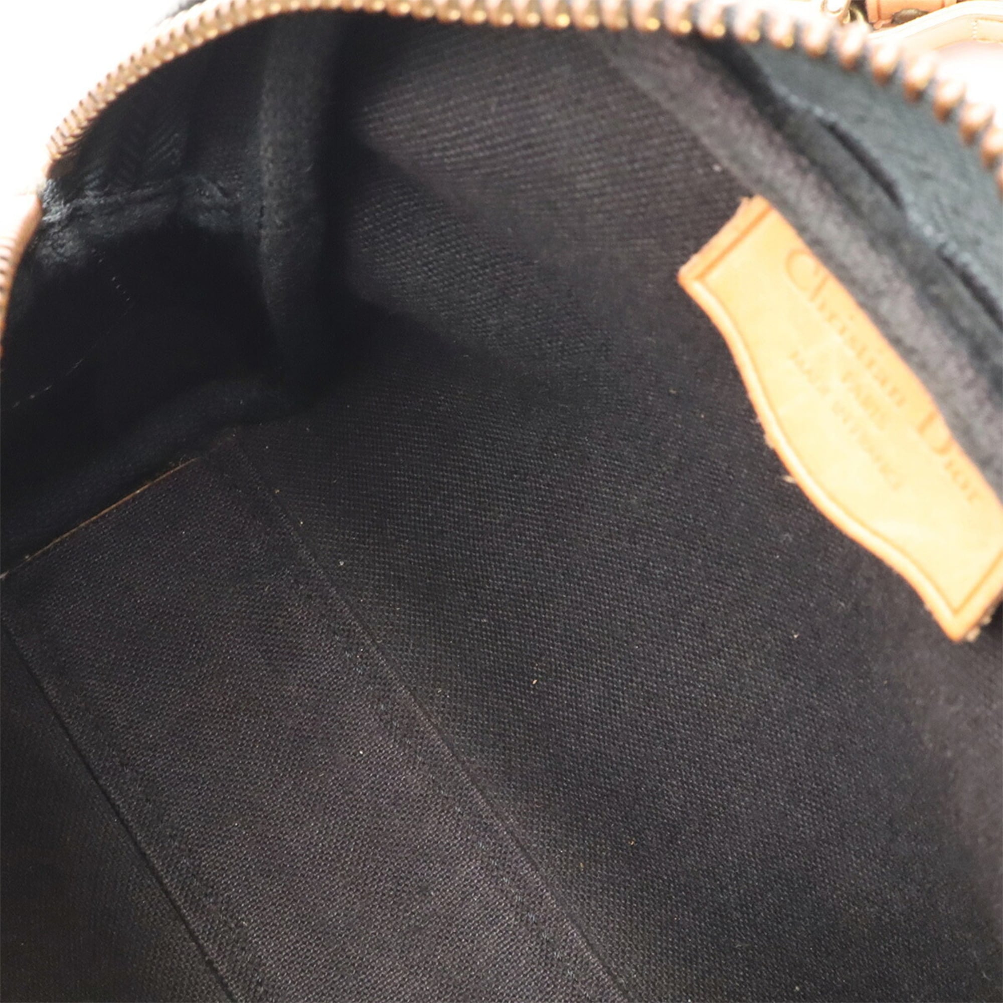 Christian Dior Beige Charcoal Gray Coated Canvas Leather Pochette Shoulder Bag (Pre-Owned)