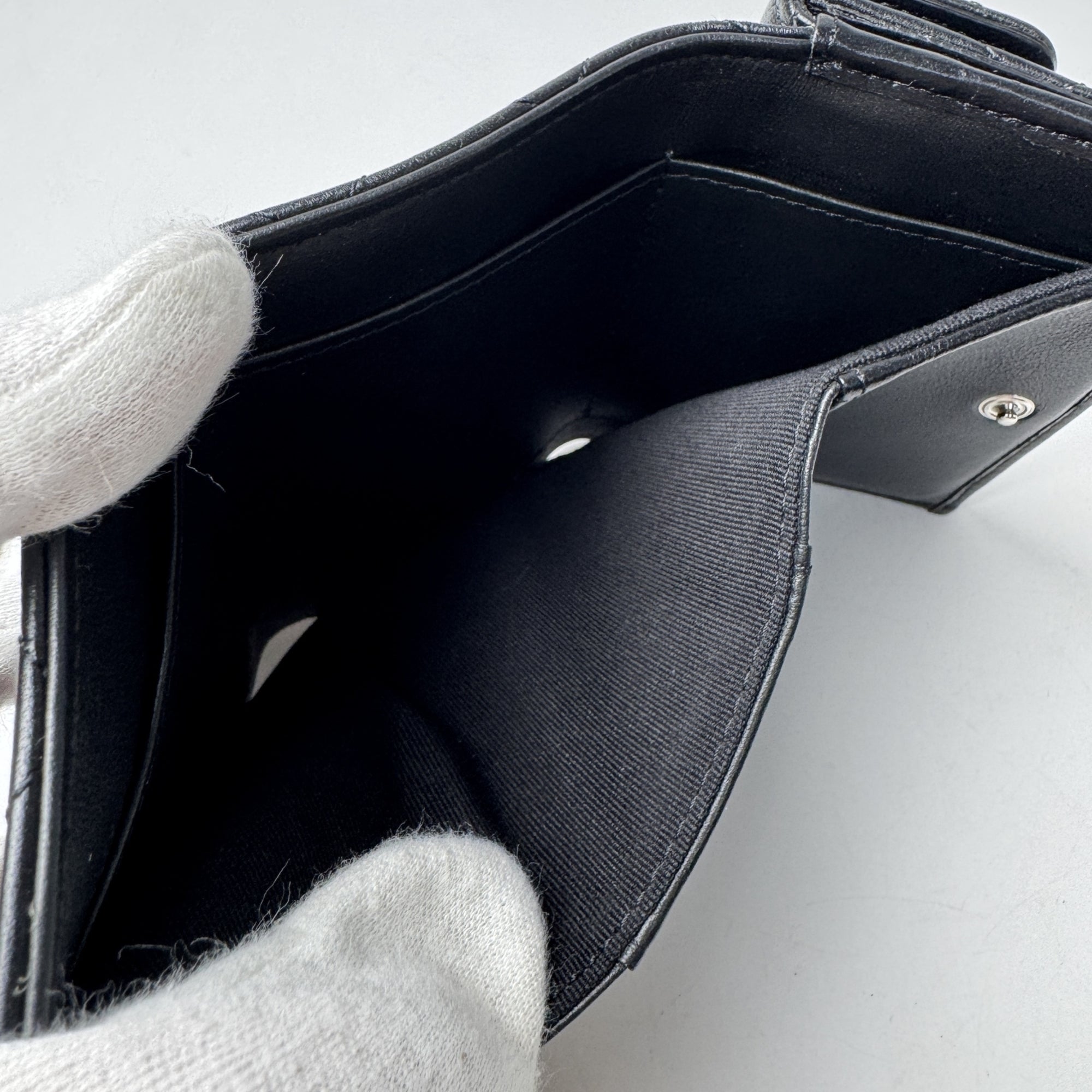 Chanel Black Leather Wallet (Tri-Fold) (Pre-Owned)