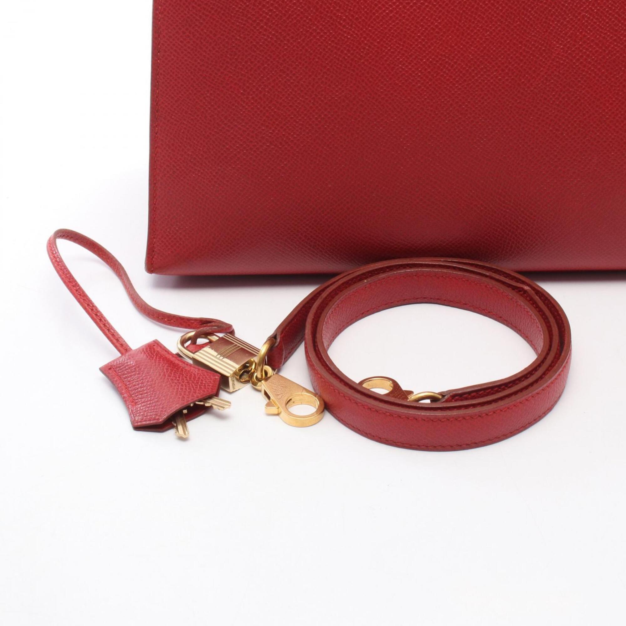 Hermes Red Color Courchevel Leather Handbag (Pre-Owned)