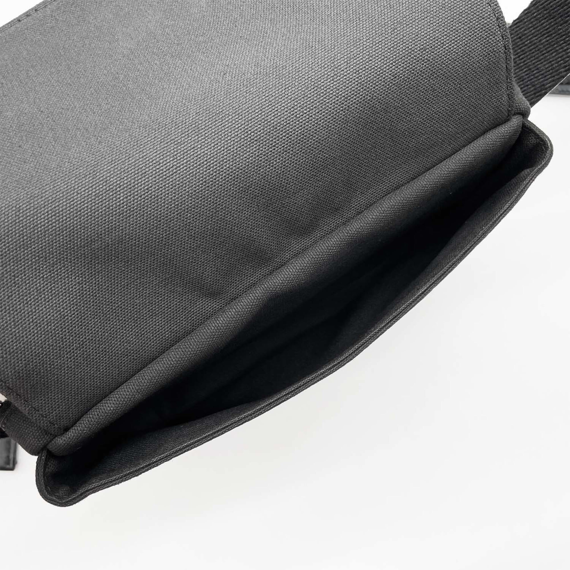 Loewe Black Gray Canvas Leather Messenger Bag Shoulder Bag (Pre-Owned)