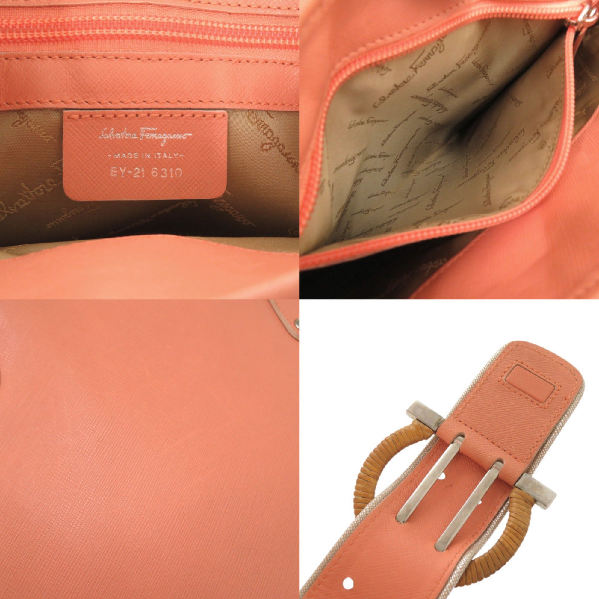 Salvatore Ferragamo Pink Leather Handbag Shoulder Bag (Pre-Owned)