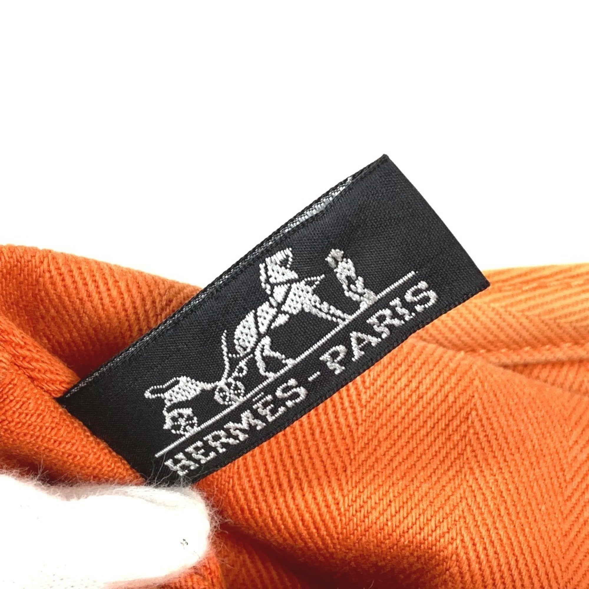 Hermes Orange Toile Chevron Handbag Pouch Tote Bag (Pre-Owned)