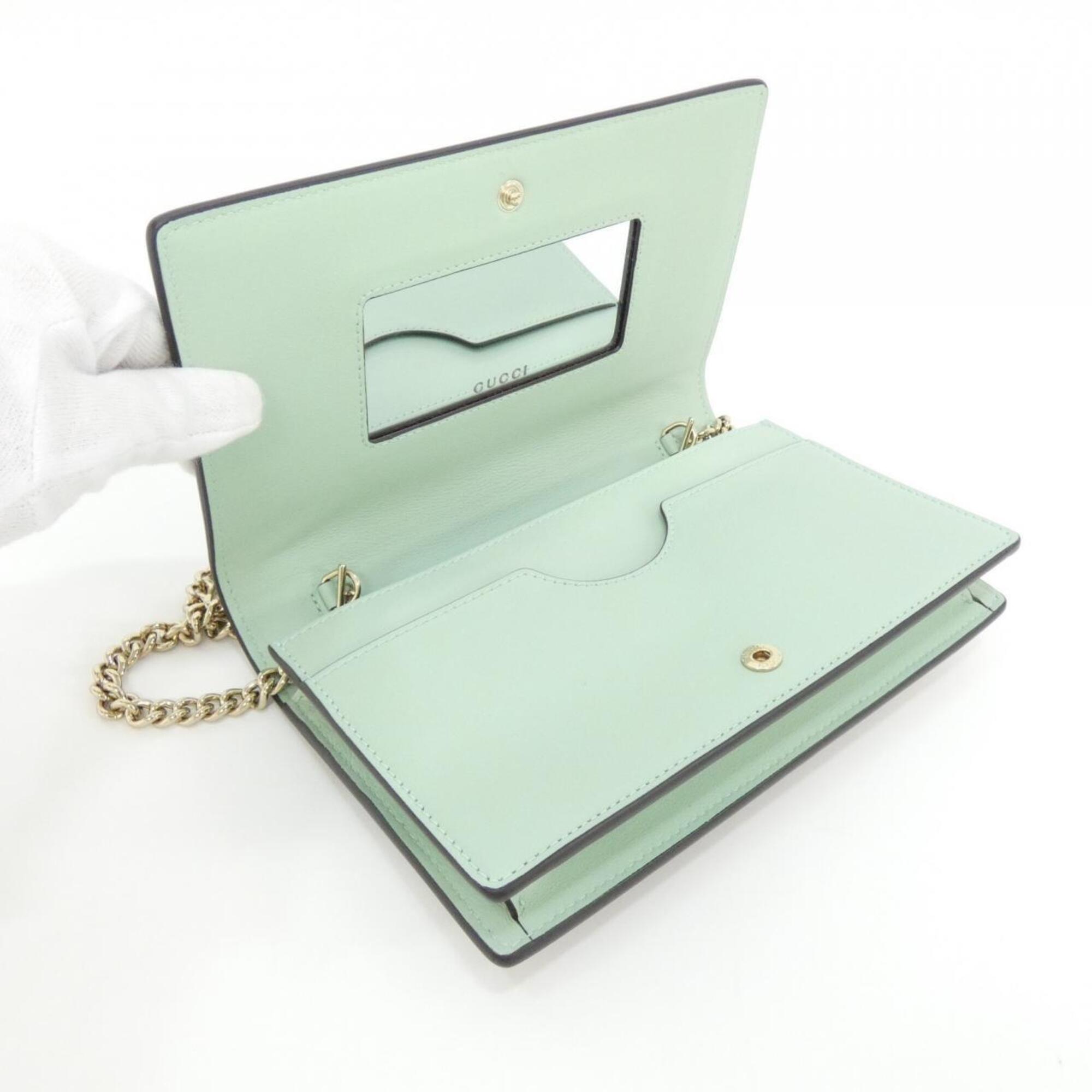 Gucci Beige Blue Green Gg Supreme Leather Chain/Shoulder Wallet (Pre-Owned)