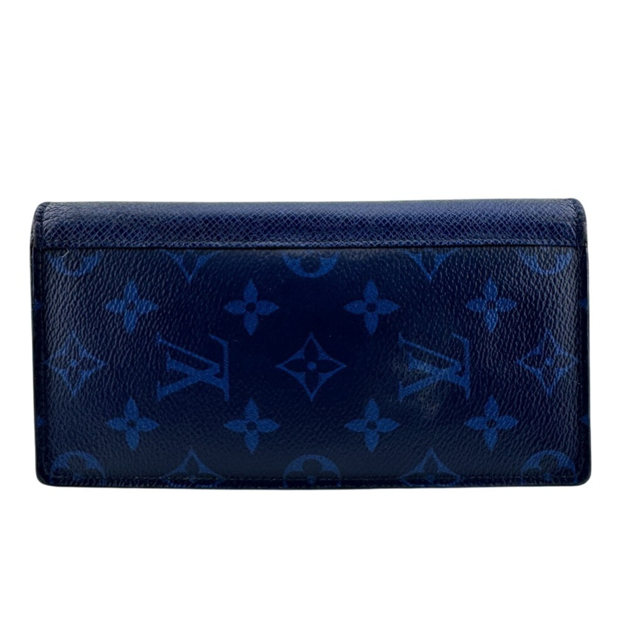 Louis Vuitton Blue Taigarama Leather Long Wallet (Bi-Fold) (Pre-Owned)