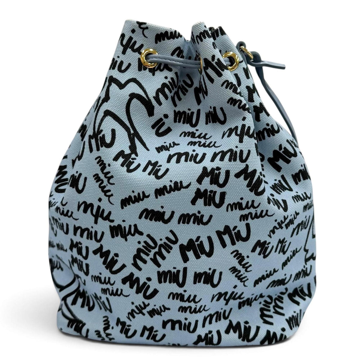 Miu Miu Black Light Blue Cotton Leather Pouch (Pre-Owned)