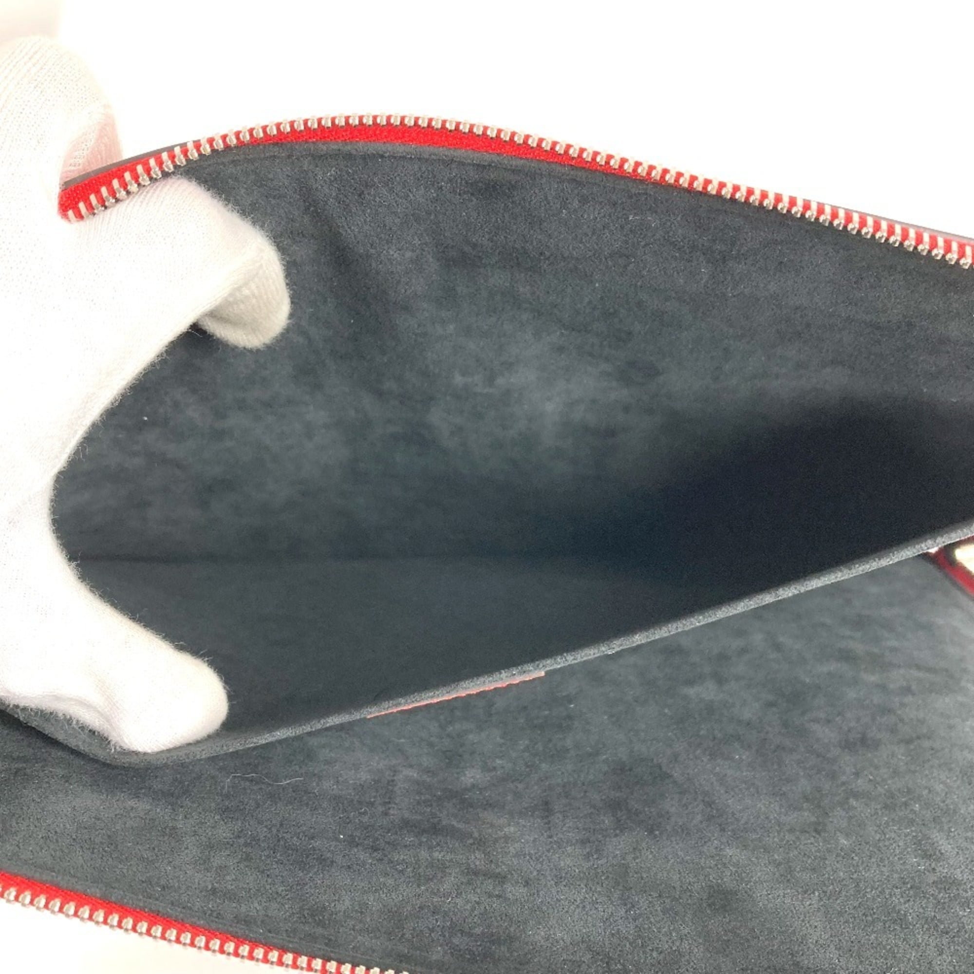 Louis Vuitton Red Color White Epi Leather Clutch Bag Pochette (Pre-Owned)