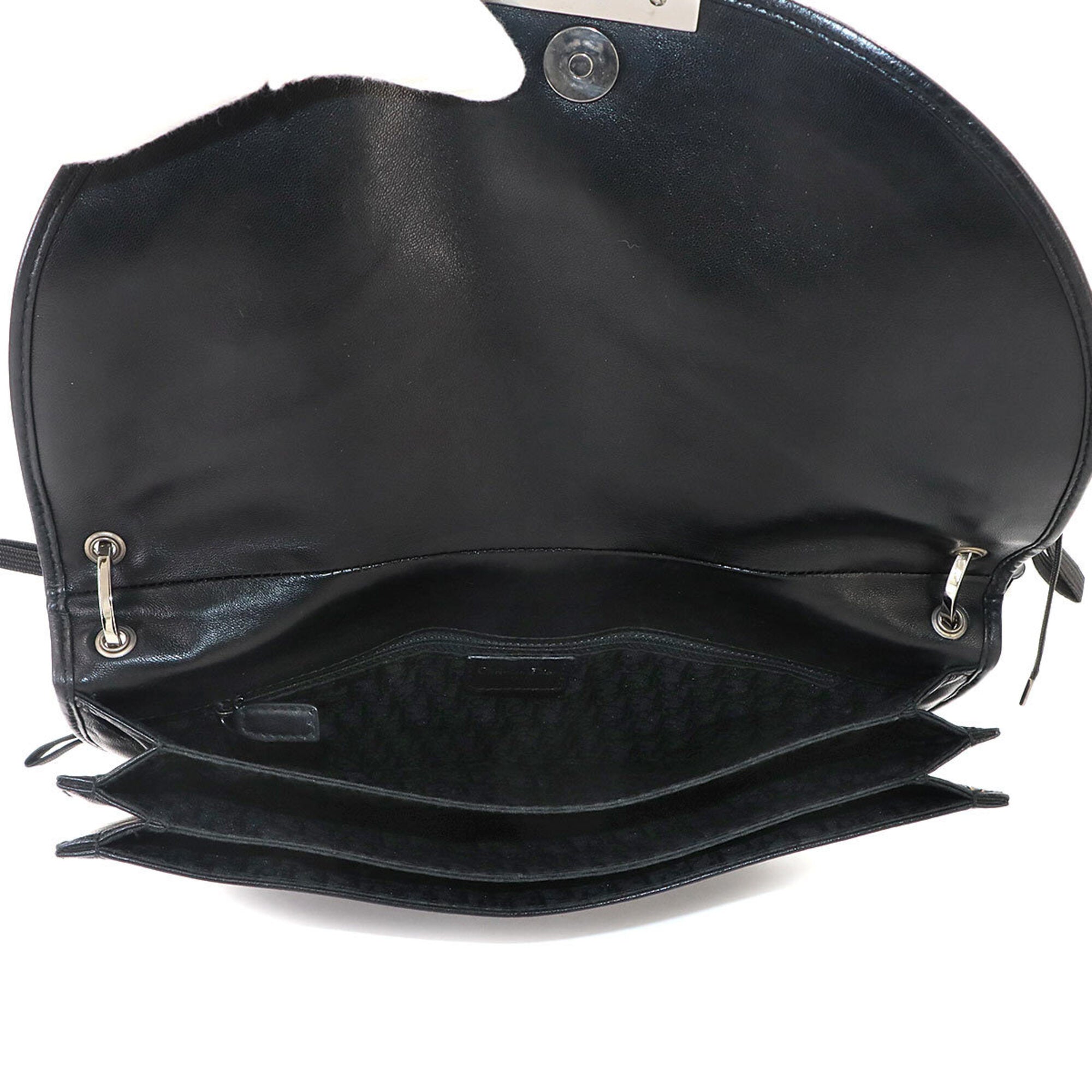 Christian Dior Black Leather Handbag Shoulder Bag (Pre-Owned)