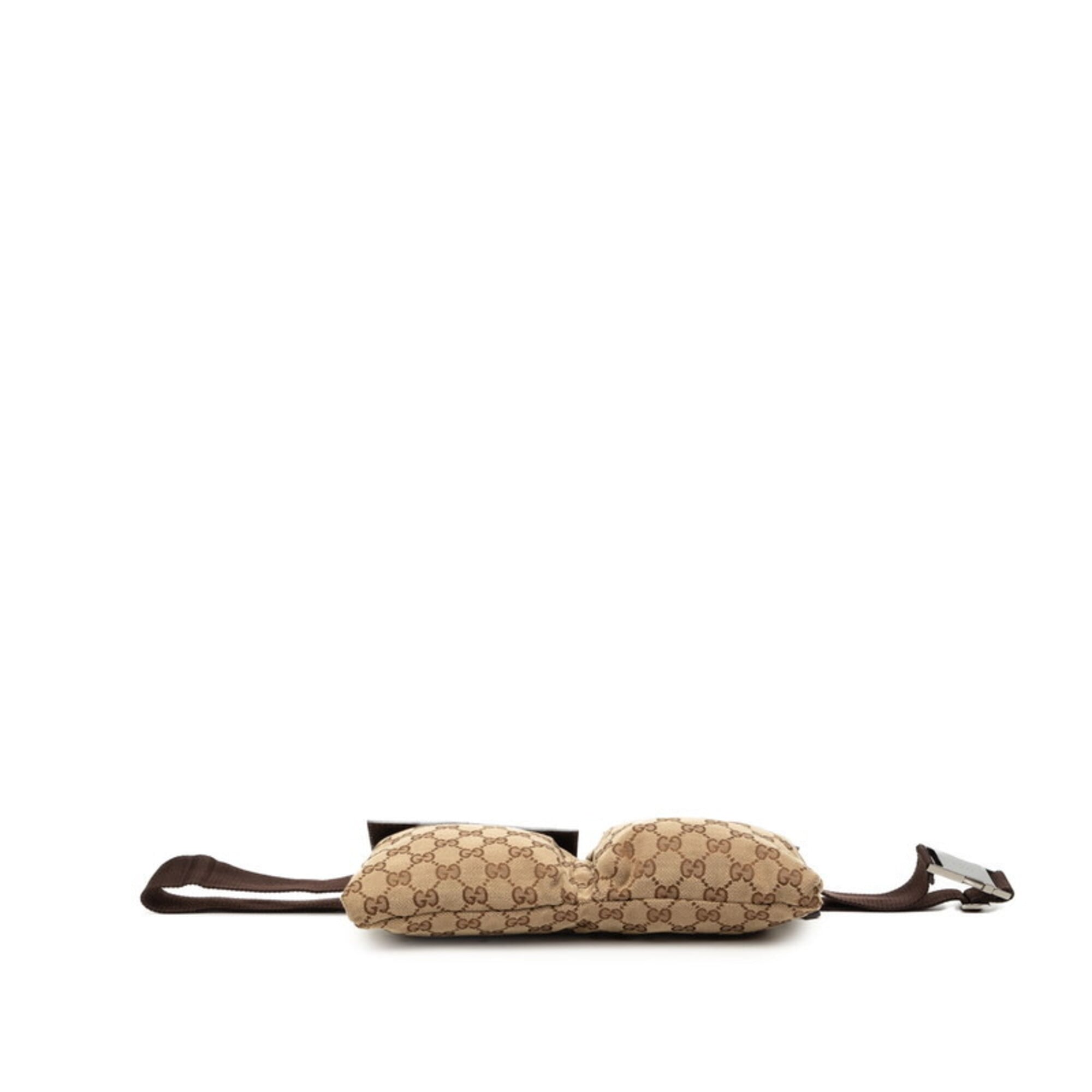 Gucci Beige Brown Canvas Leather Fanny Pack (Pre-Owned)