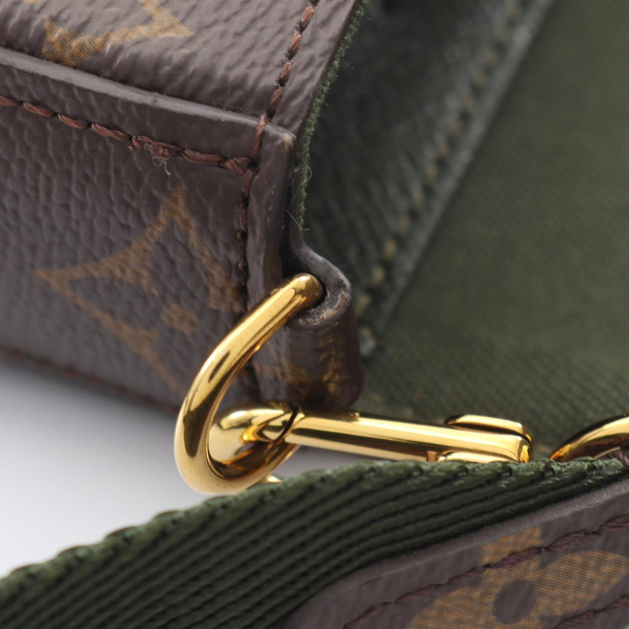 Louis Vuitton Brown Green Coated Canvas Handbag Pochette Shoulder Bag (Pre-Owned)