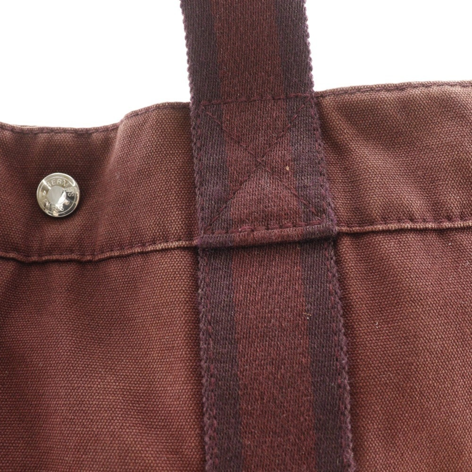 Hermes Brown Cotton Canvas Leather Handbag (Pre-Owned)