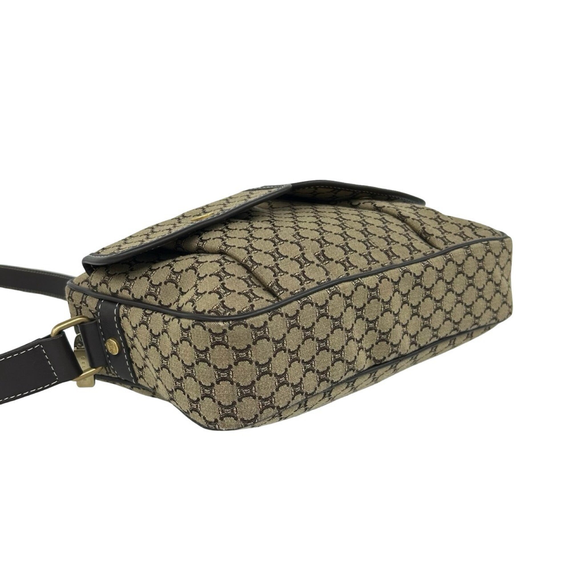 Celine Brown Canvas Leather Pochette Shoulder Bag (Pre-Owned)