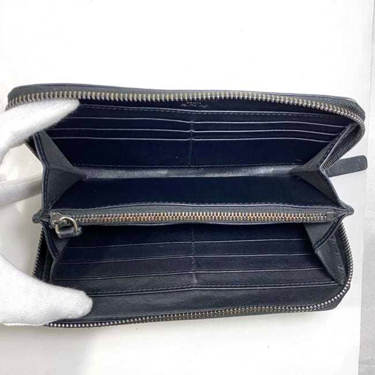 Jimmy Choo Black Cream Yellow Leather Long Wallet (Bi-Fold) (Pre-Owned)