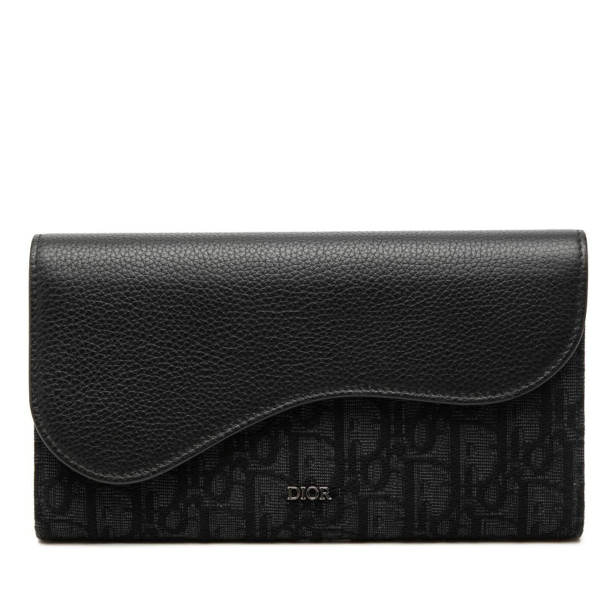 Christian Dior Black Canvas Leather Long Wallet (Bi-Fold) (Pre-Owned)