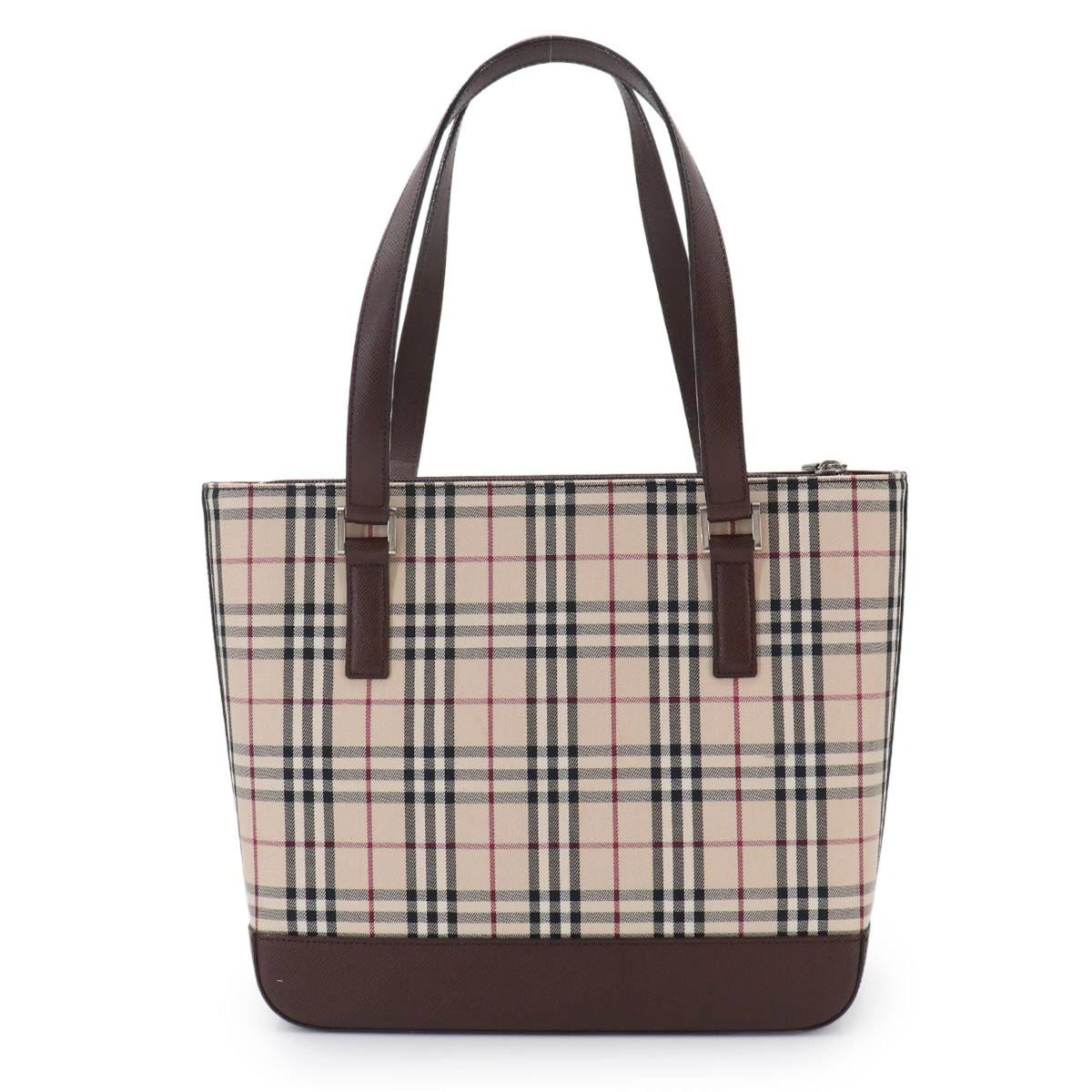 Burberry Beige Brown Canvas Leather Handbag Tote Bag (Pre-Owned)