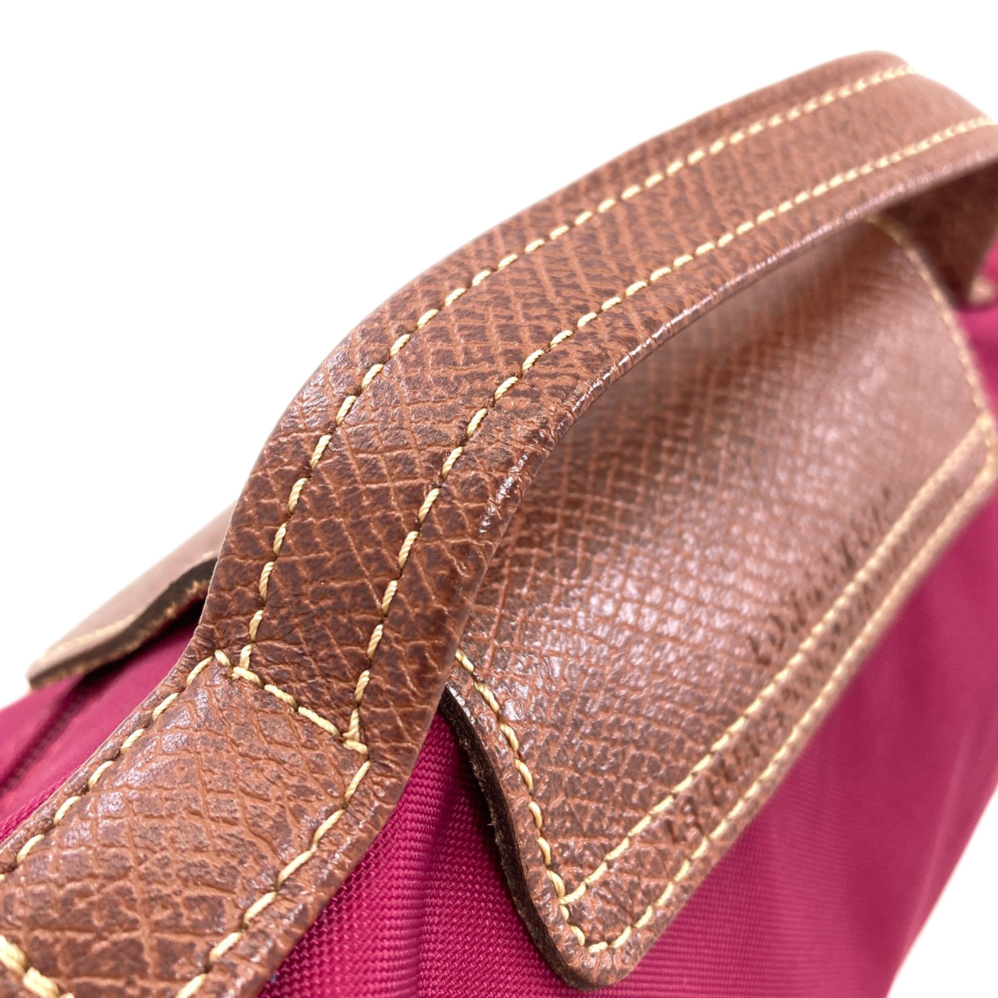 Longchamp Red Color Nylon Handbag (Pre-Owned)
