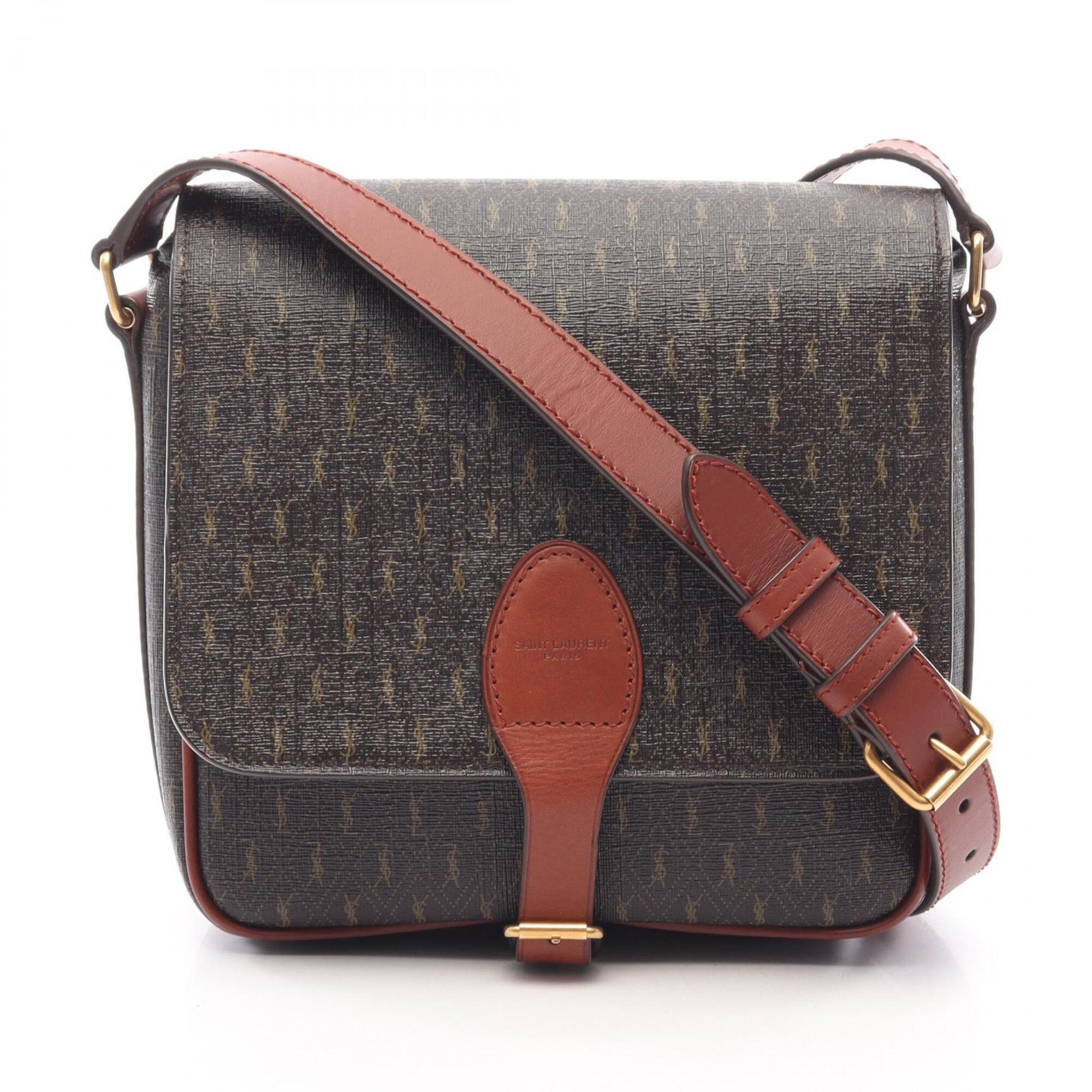 Saint Laurent Brown Khaki Pvc Leather Handbag Shoulder Bag (Pre-Owned)