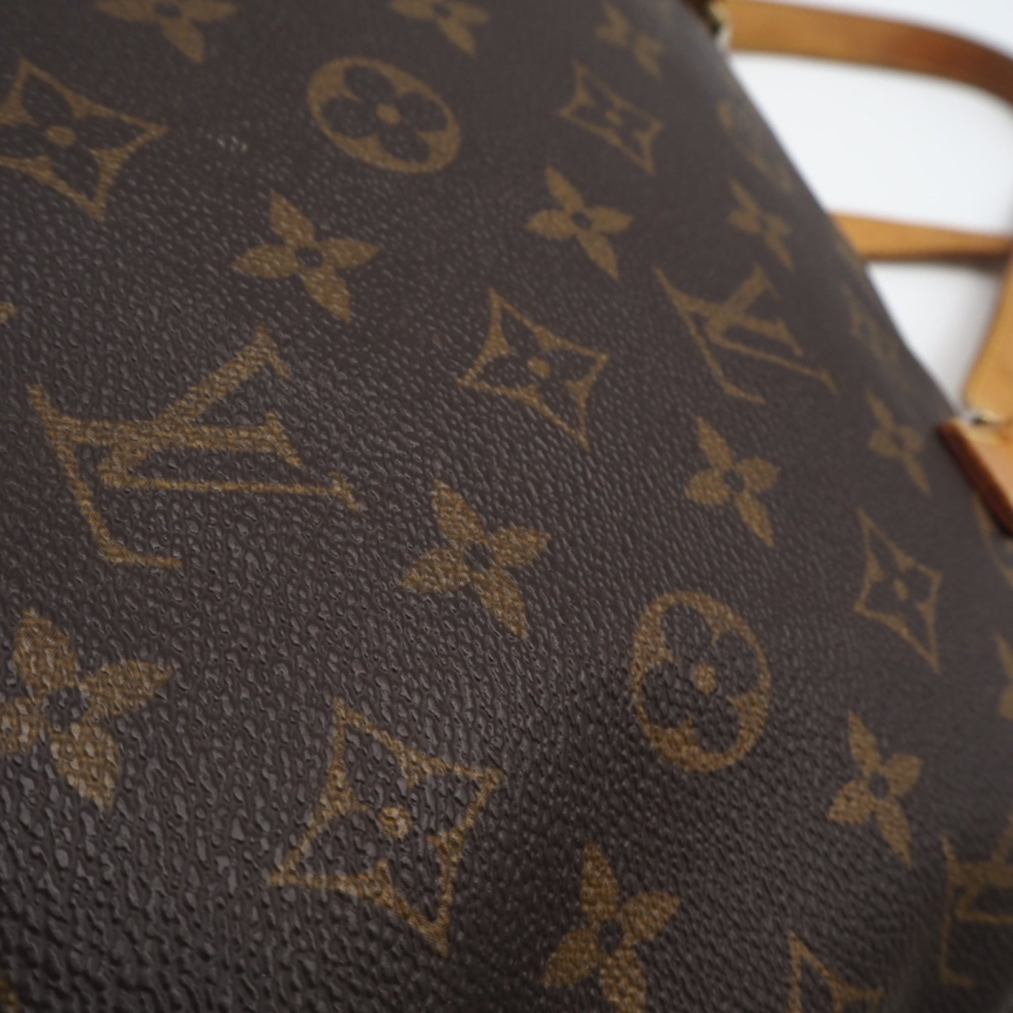 Louis Vuitton Beige Brown Coated Canvas Leather Handbag (Pre-Owned)
