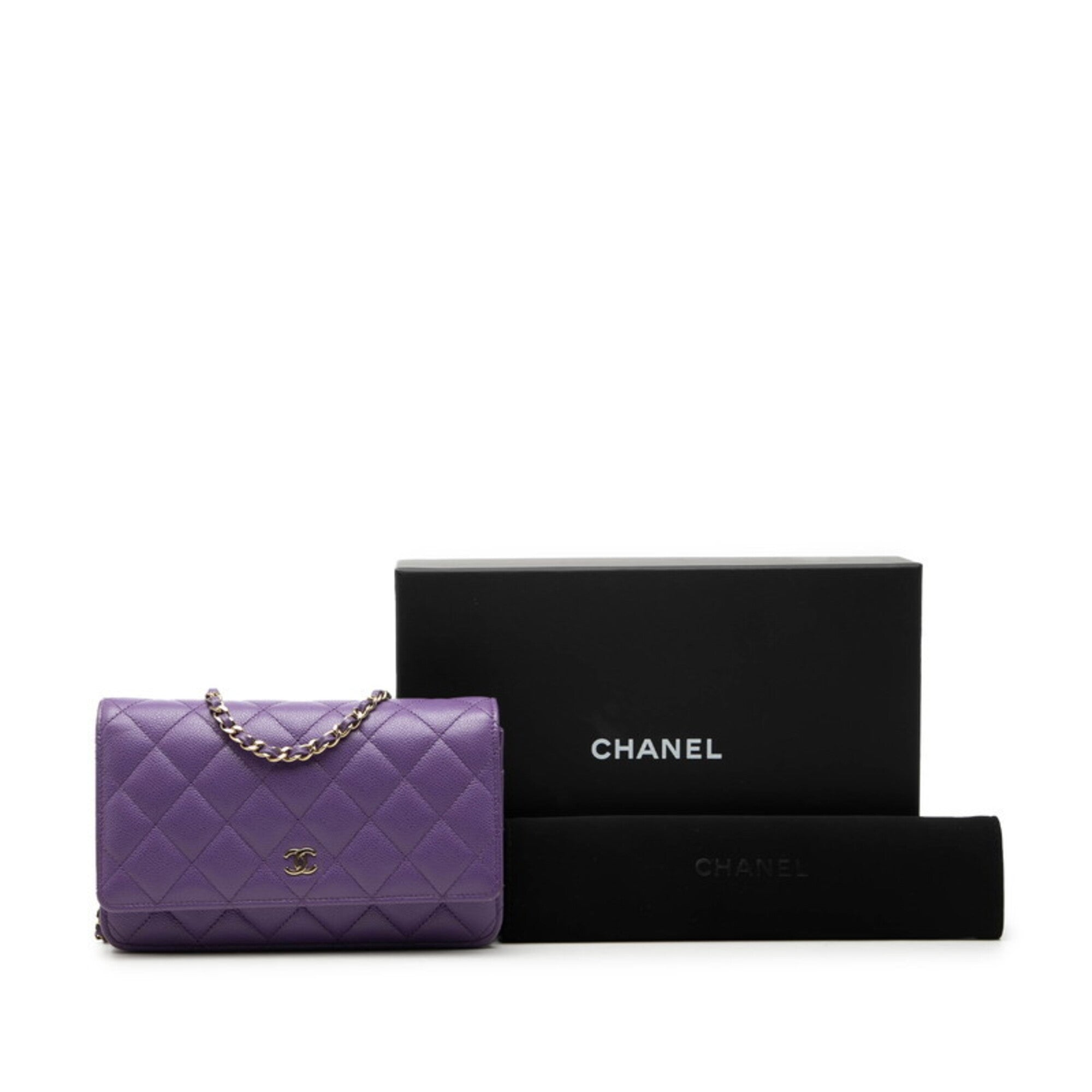 Chanel Matelasse Gold Purple Grained Calfskin Shoulder Bag (Pre-Owned)