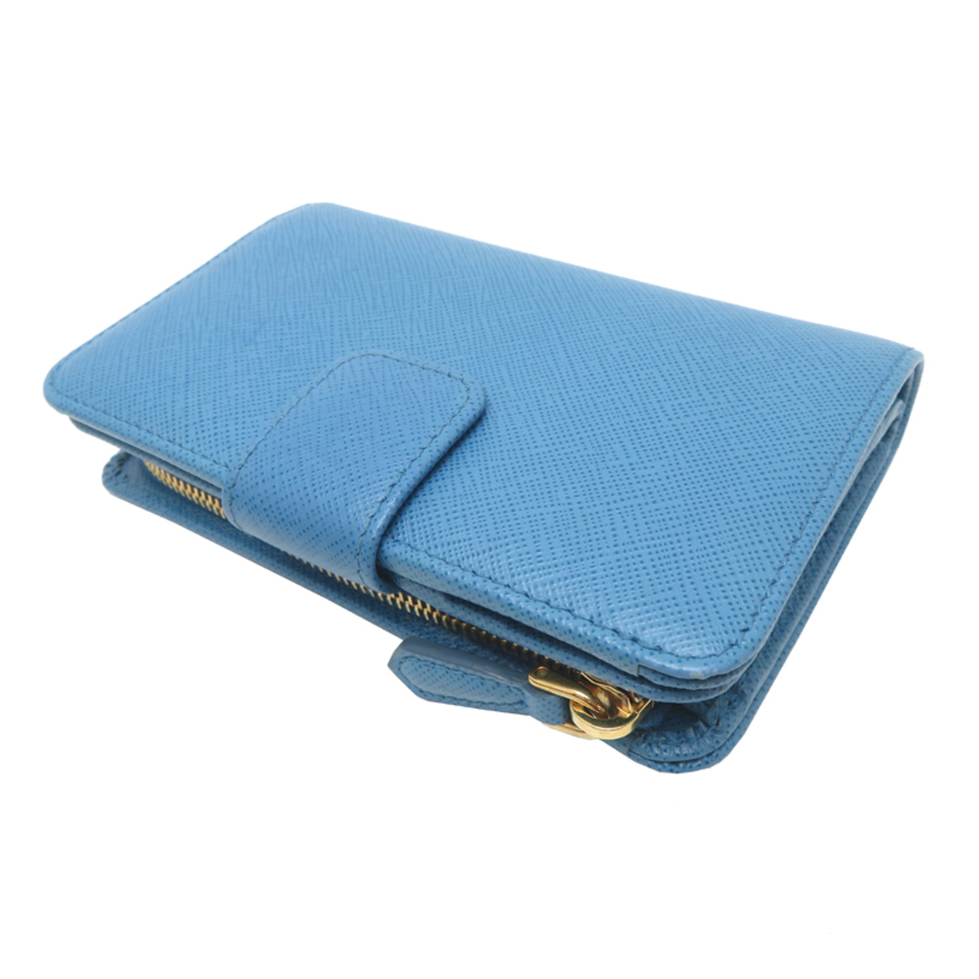 Prada Blue Multi-Color Navy White Yellow Leather Wallet (Bi-Fold) (Pre-Owned)