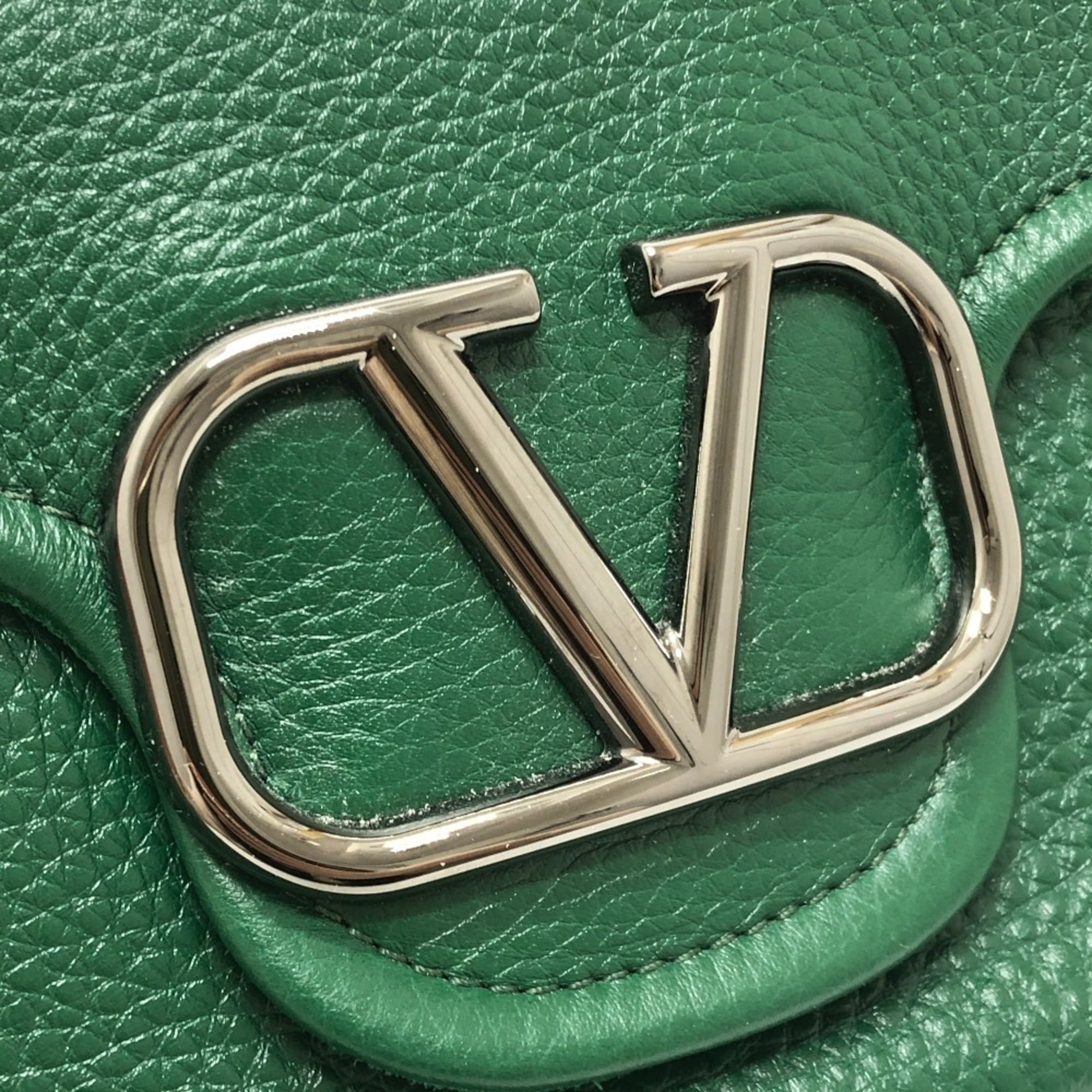 Valentino Garavani Green Leather Handbag Shoulder Bag (Pre-Owned)
