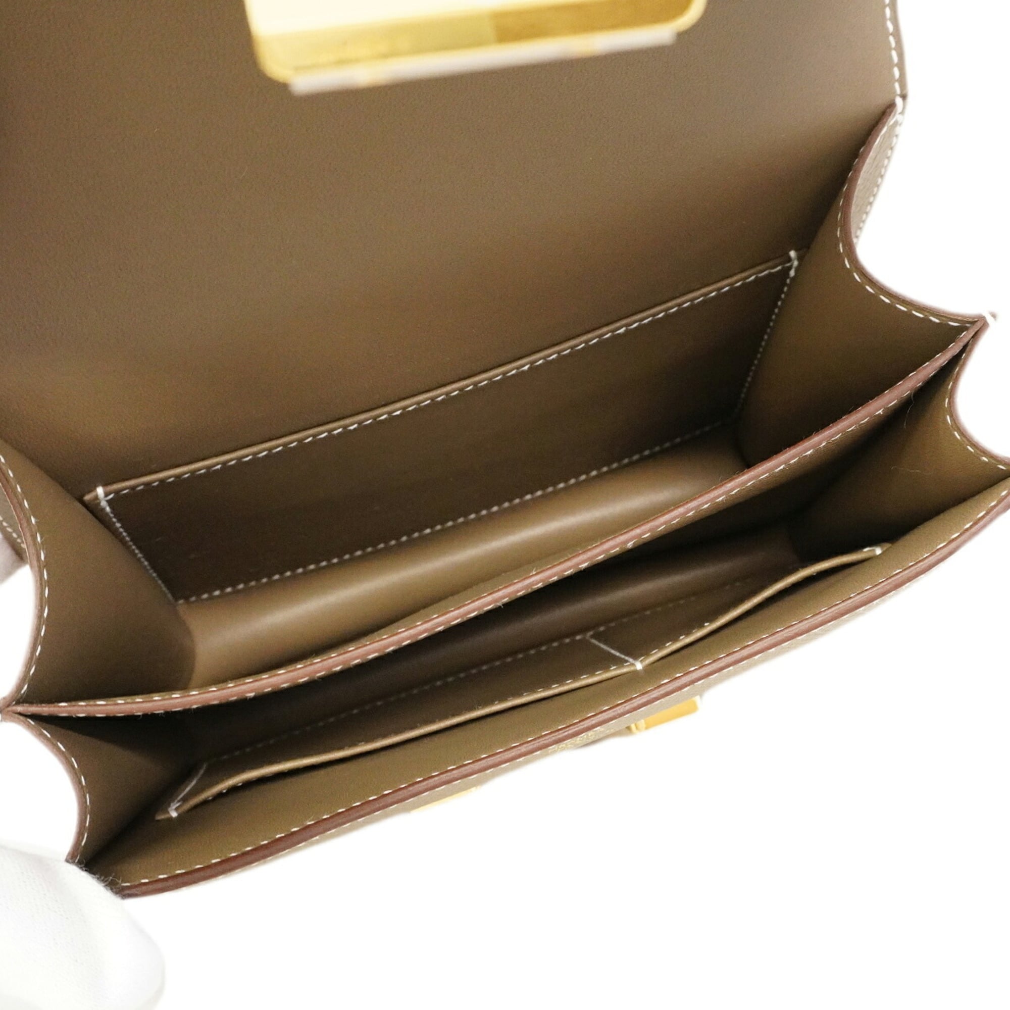 Hermes Etoupe Gray Leather Shoulder Bag (Pre-Owned)