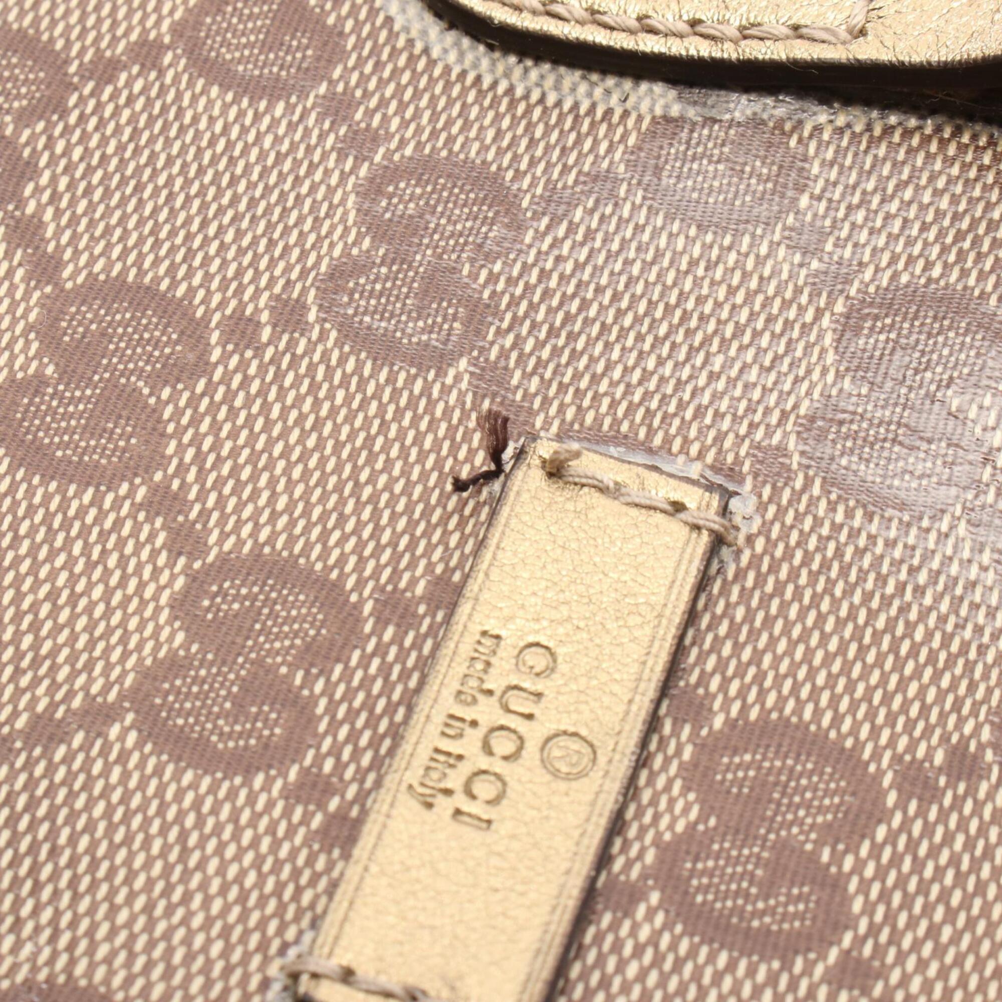 Gucci Beige Brown Gold Pvc Leather Handbag Tote Bag (Pre-Owned)