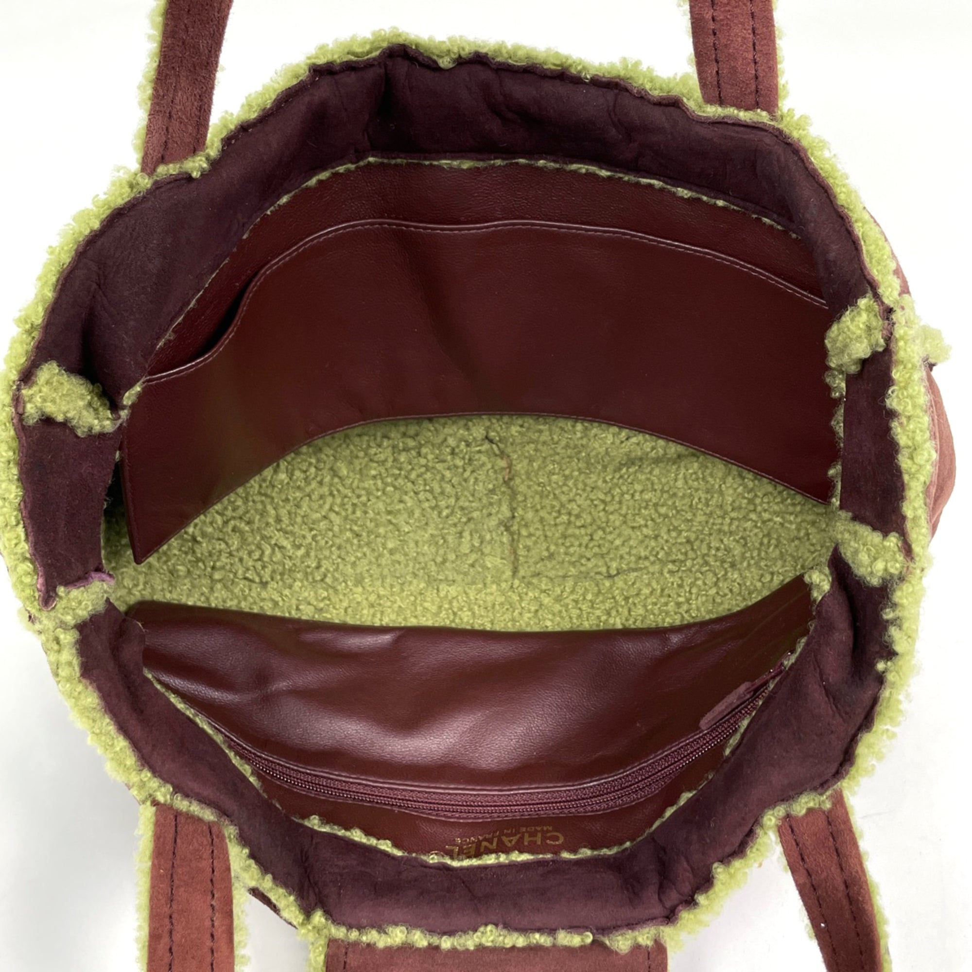 Chanel Brown Green Suede Handbag (Pre-Owned)