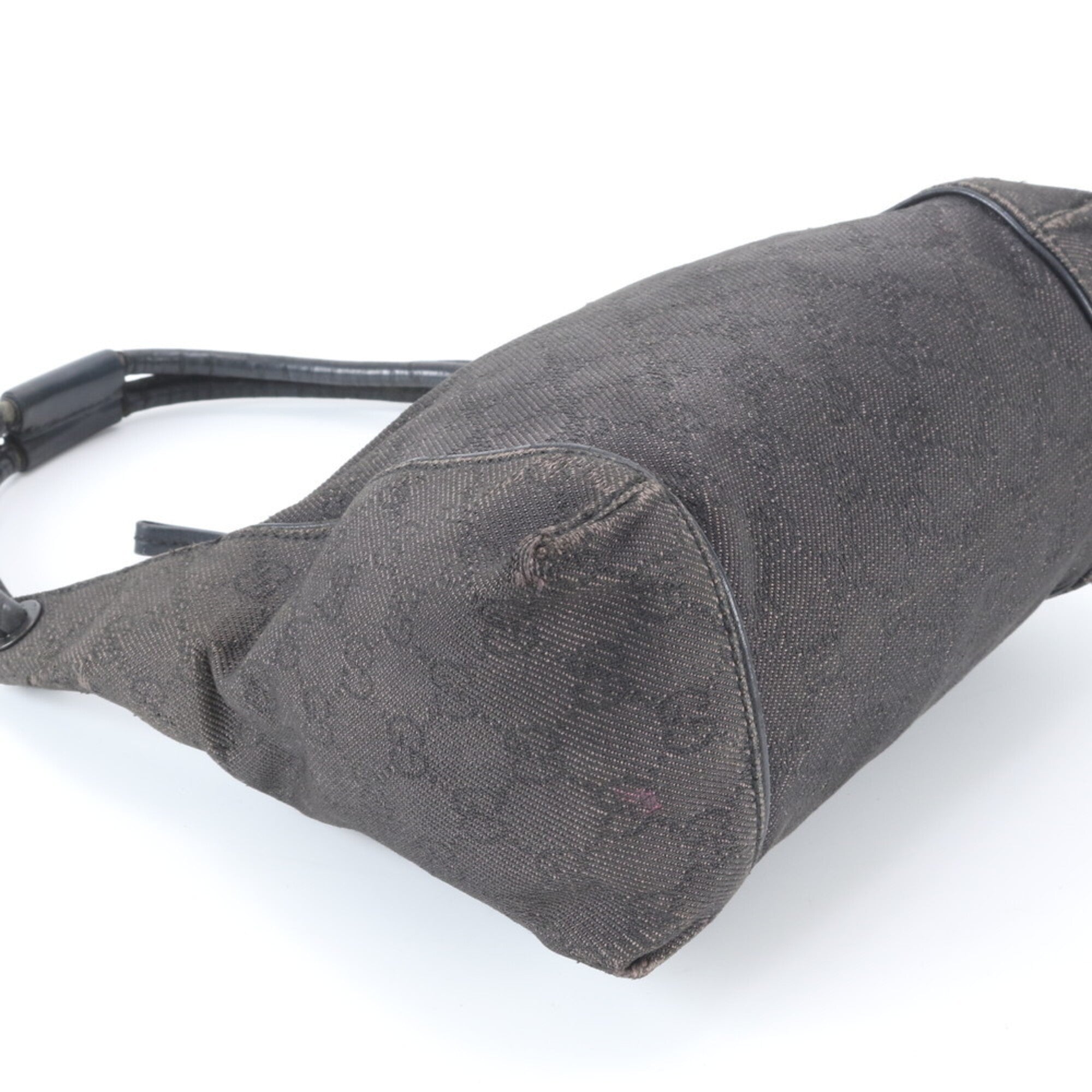 Gucci Gg Canvas Black Leather Canvas Handbag Tote Bag (Pre-Owned)