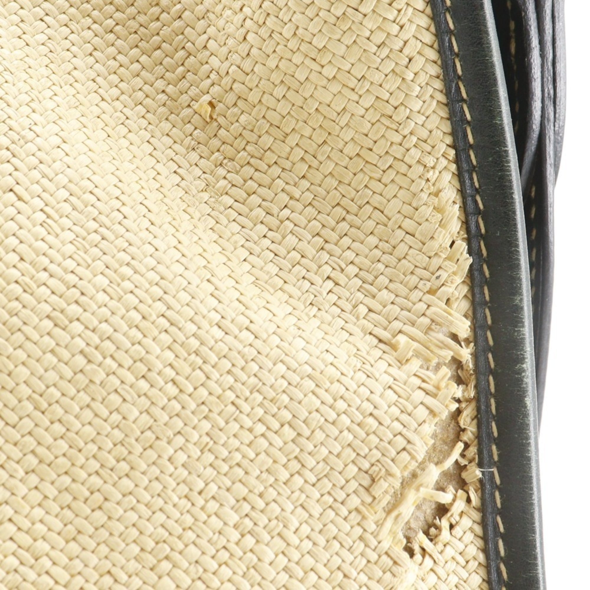 Hermes Beige Green Straw Shoulder Bag (Pre-Owned)