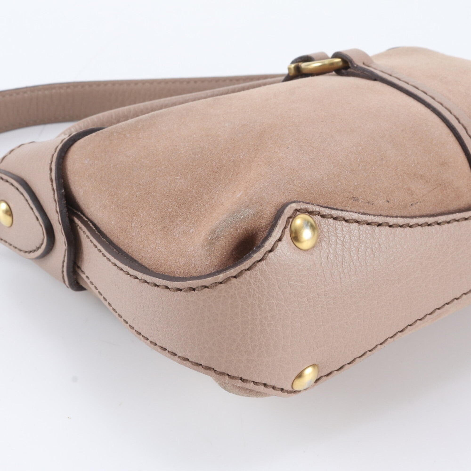 Salvatore Ferragamo Pink Beige Leather Handbag Shoulder Bag (Pre-Owned)