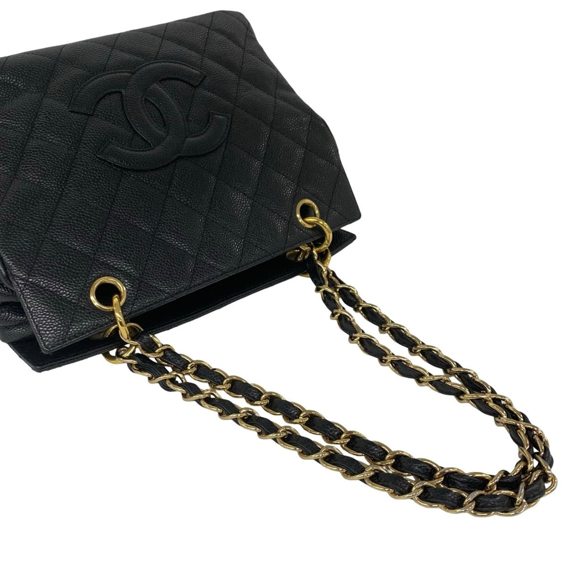 Chanel Black Grained Calfskin Shoulder Bag Tote Bag (Pre-Owned)