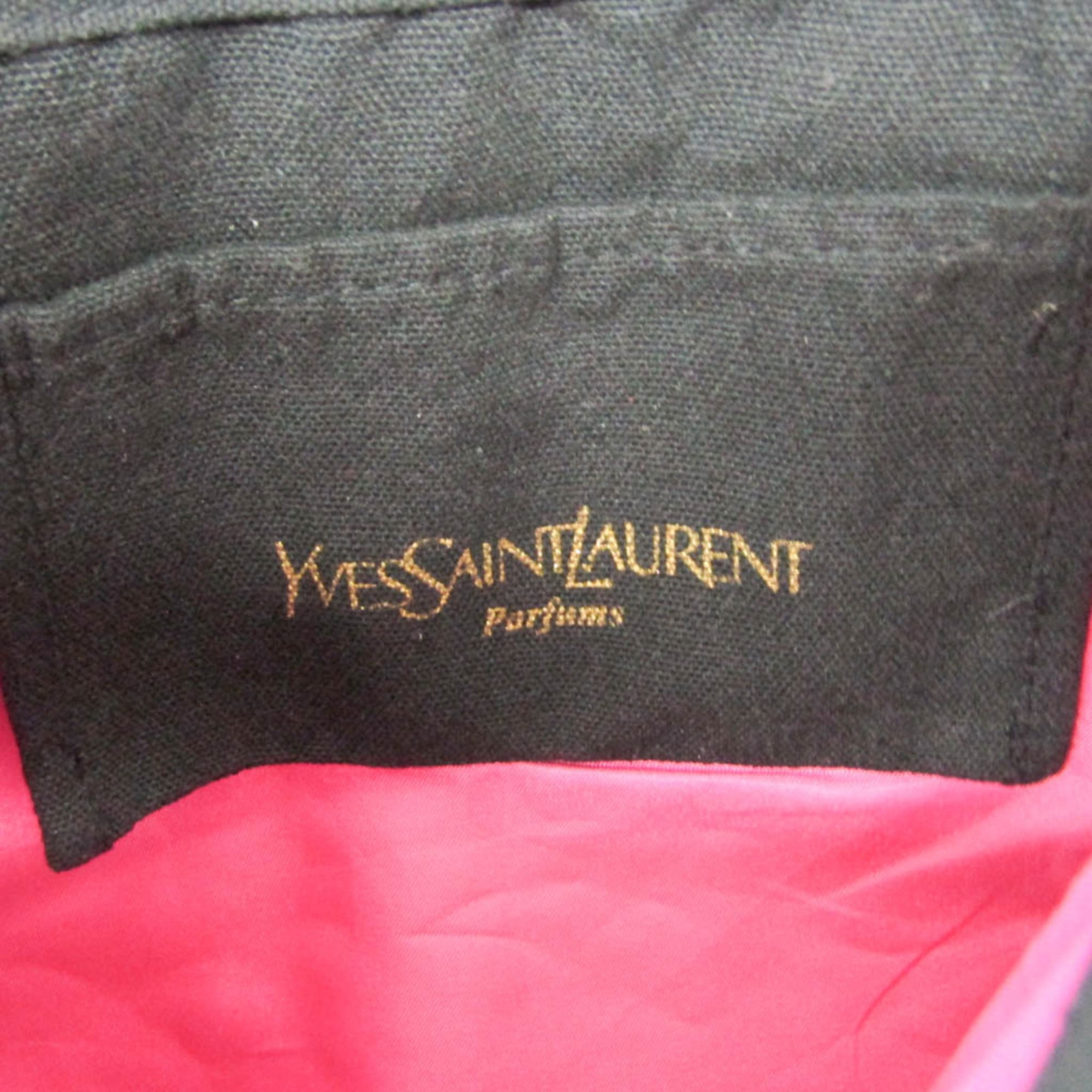 Yves Saint Laurent Black Canvas Handbag Tote Bag (Pre-Owned)