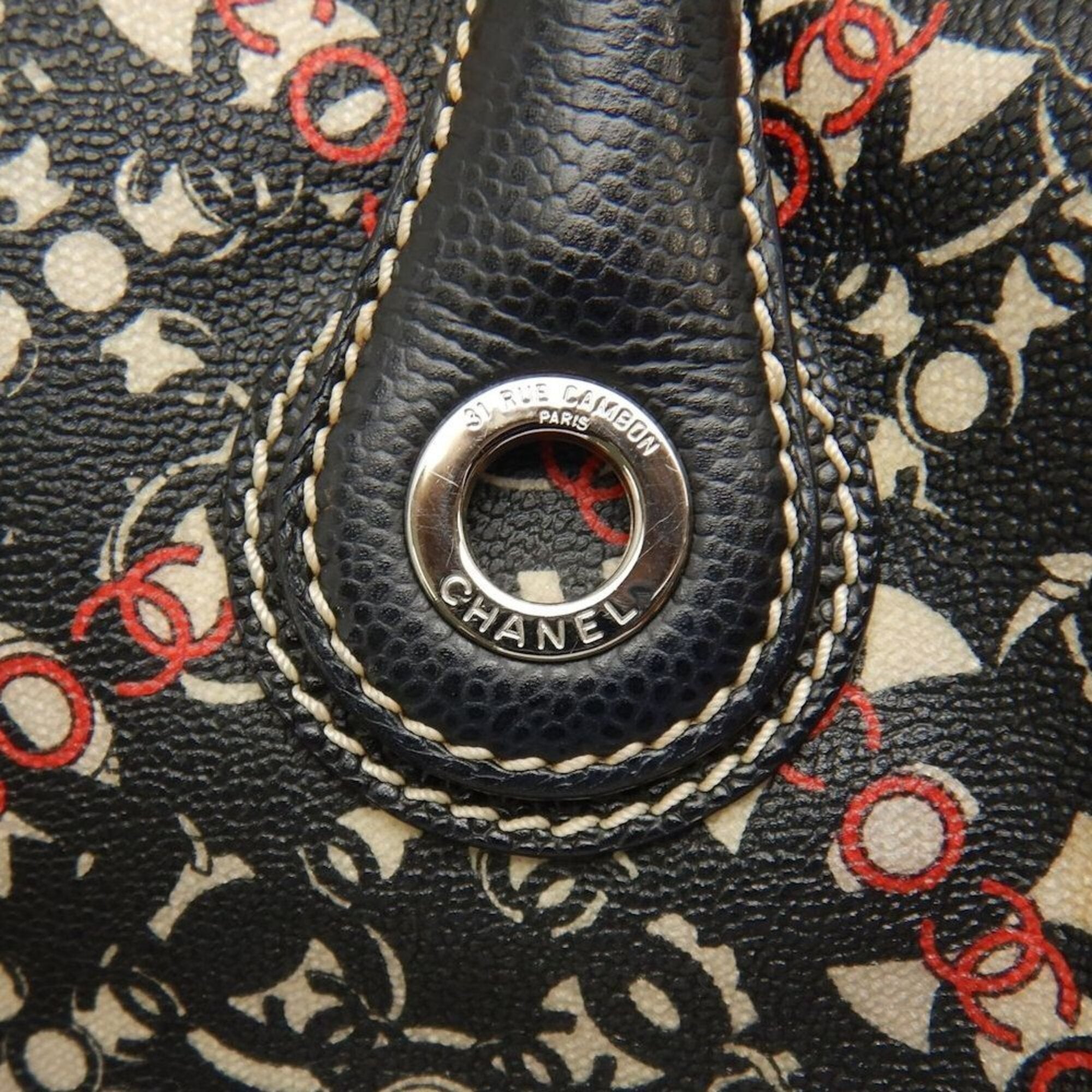 Chanel Black Coated Canvas Boston Bag (Pre-Owned)