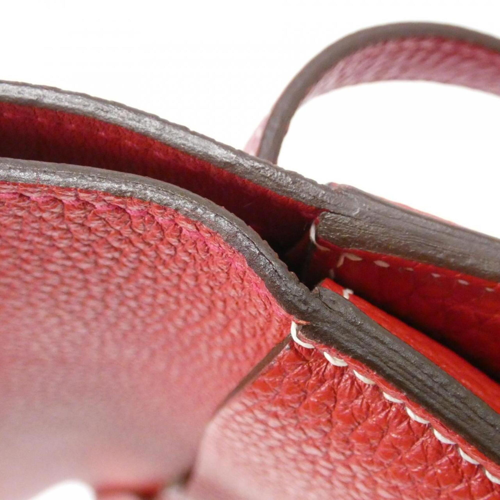 Hermes Rouge Casaque Taurillon Clemence Leather Handbag (Pre-Owned)