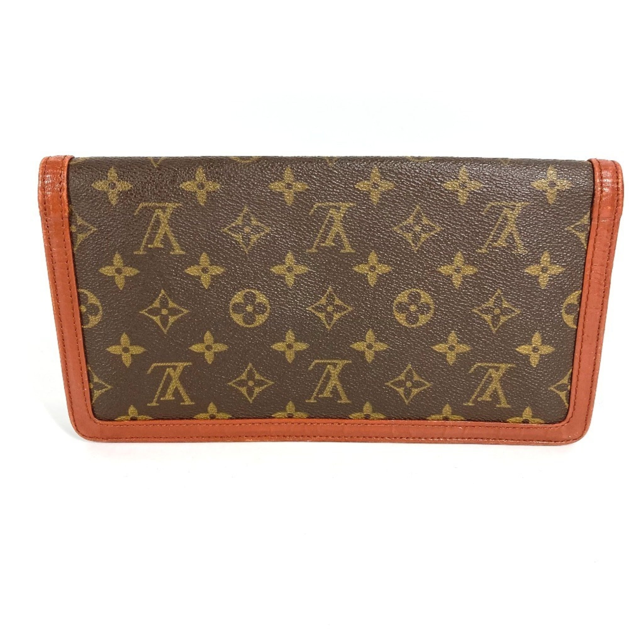 Louis Vuitton Brown Monogram Clutch Bag Handbag Pochette (Pre-Owned)