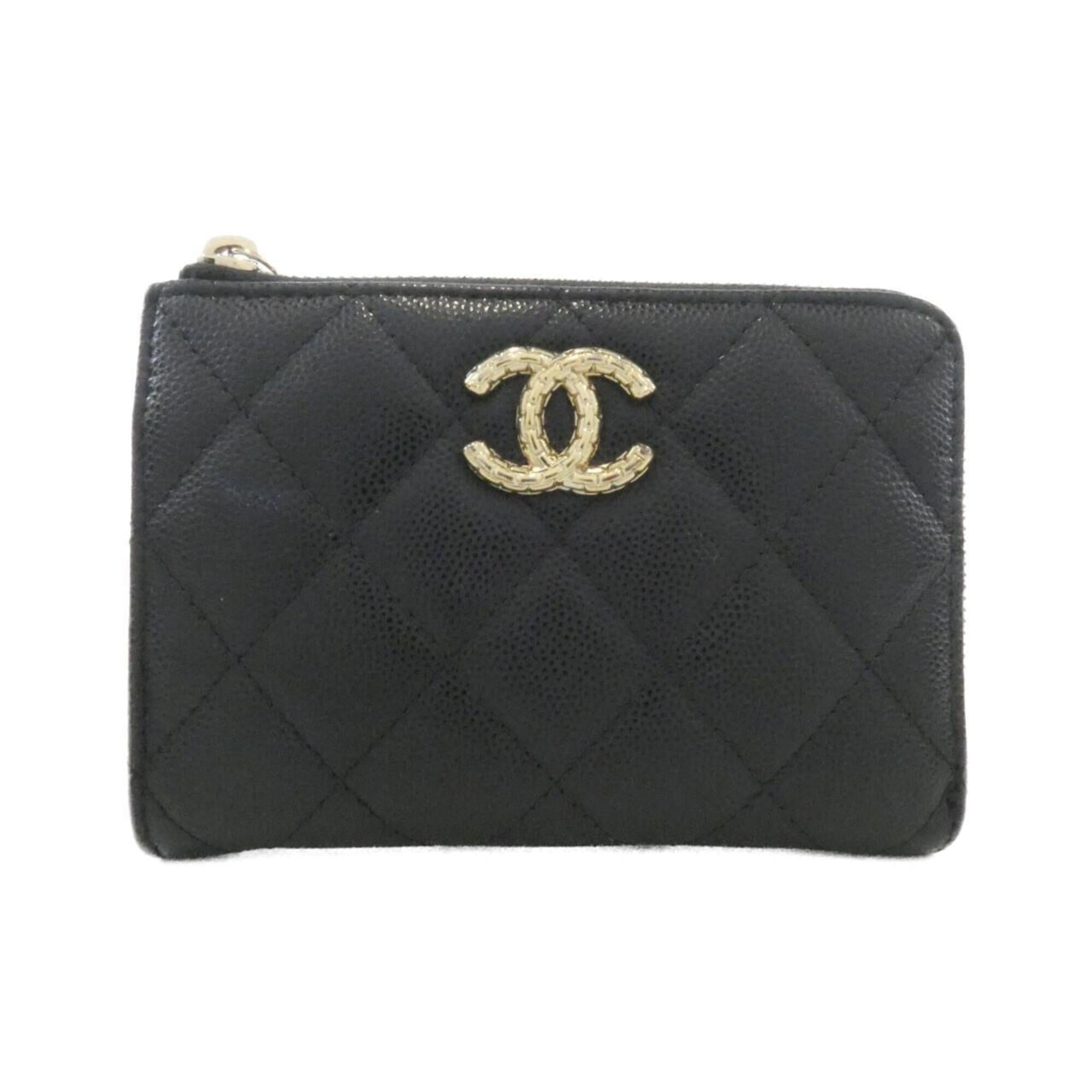 Chanel Black Grained Calfskin Coin Purse/Coin Case (Pre-Owned)