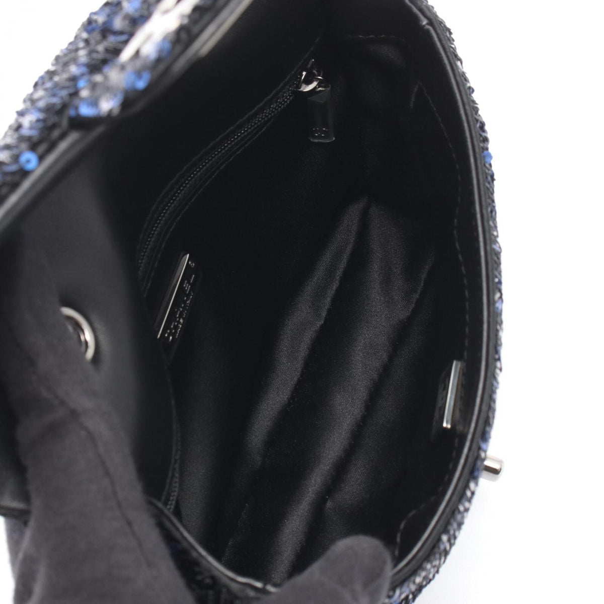Chanel Black Blue Leather Spangles Handbag Shoulder Bag (Pre-Owned)