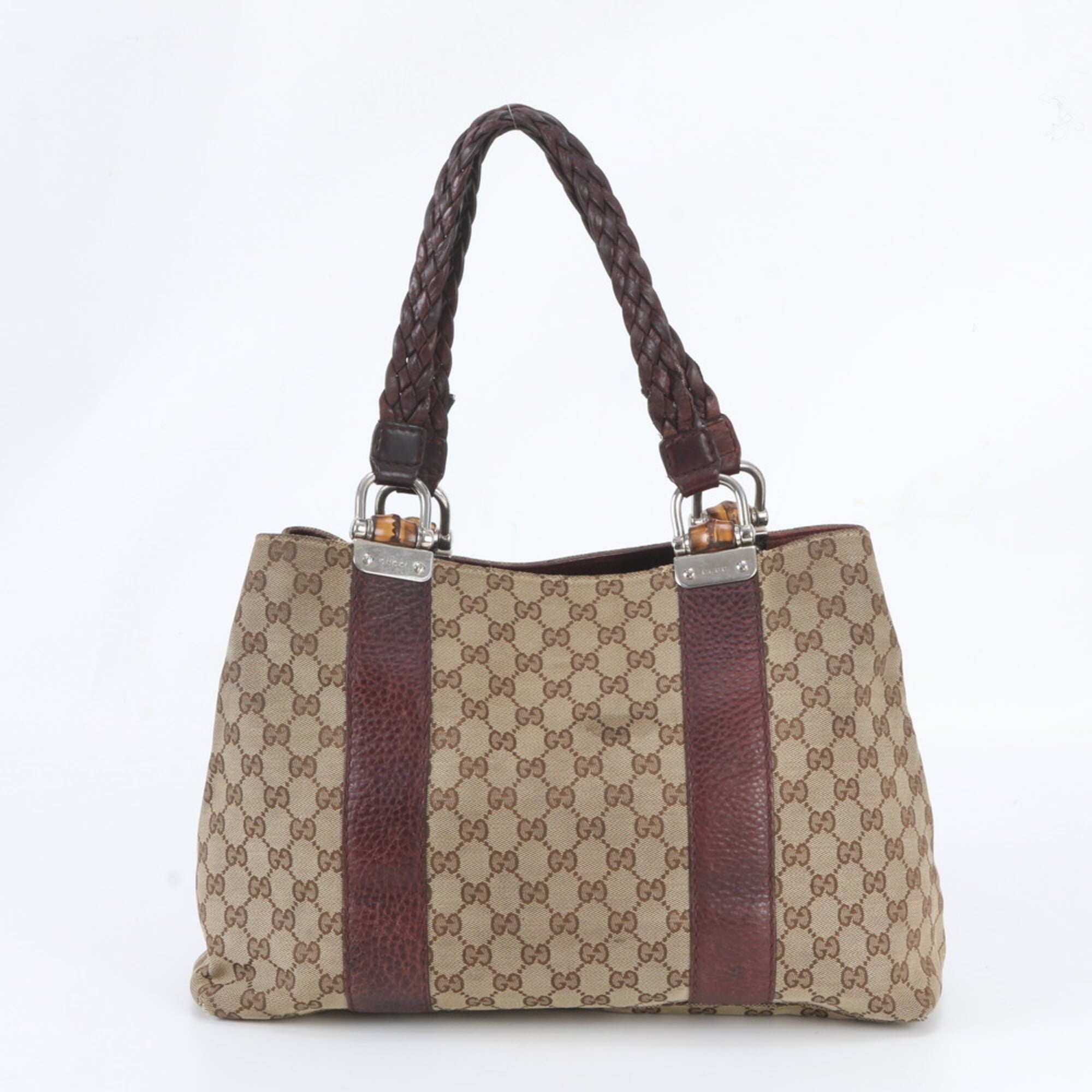 Gucci Brown Gg Canvas Handbag Shoulder Bag Tote Bag (Pre-Owned)
