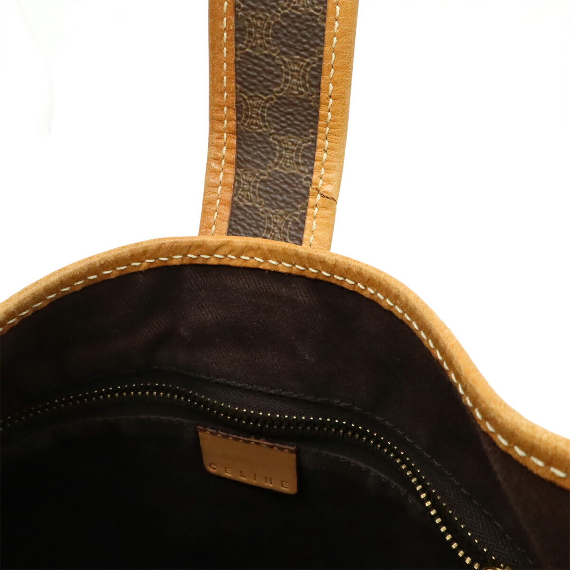 Celine Black Brown Dark Brown Coated Canvas Leather Pochette Shoulder Bag (Pre-Owned)