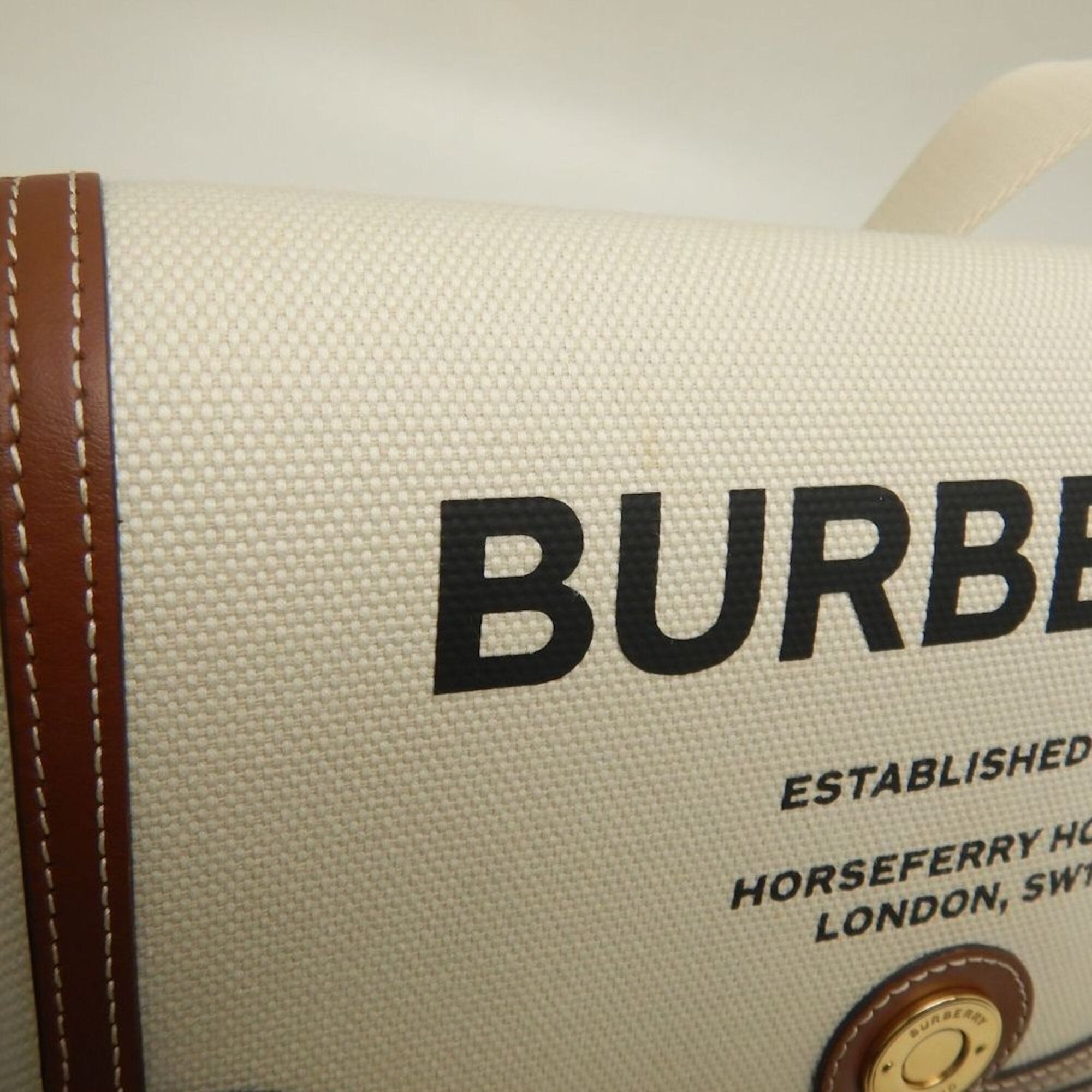 Burberry Gold Canvas Leather Shoulder Bag (Pre-Owned)